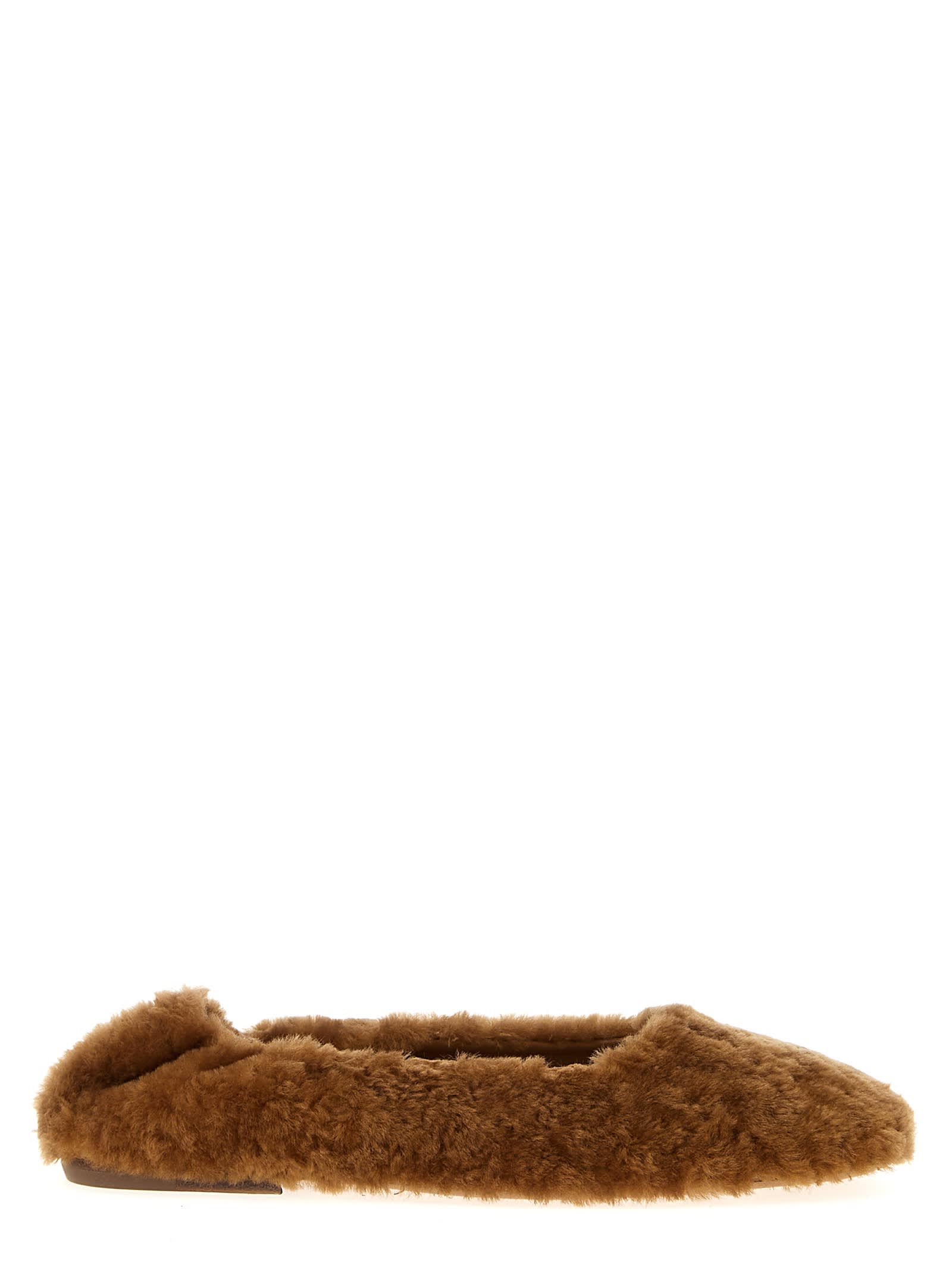 Shop Dries Van Noten Fur Ballet Flats In Brown