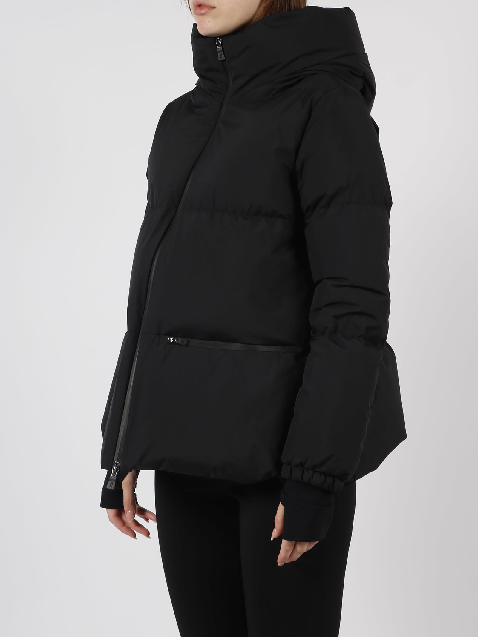 Shop Herno Hooded Down Jacket In Black