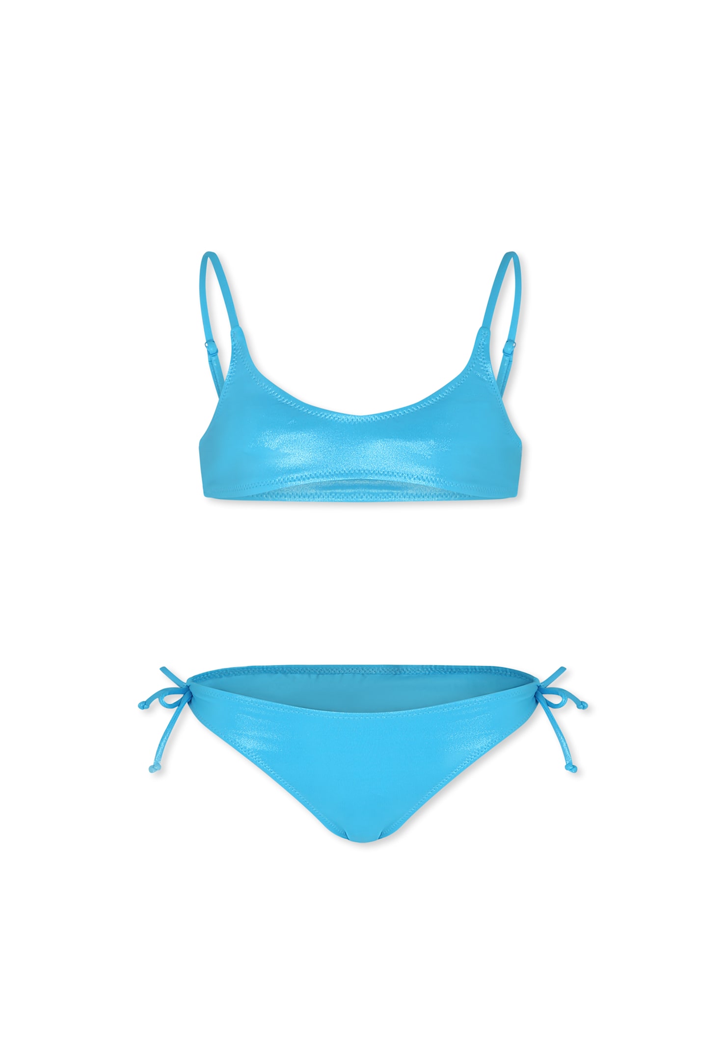 Mc2 Saint Barth Light Blue Bikini For Girl With Logo In Light Blue