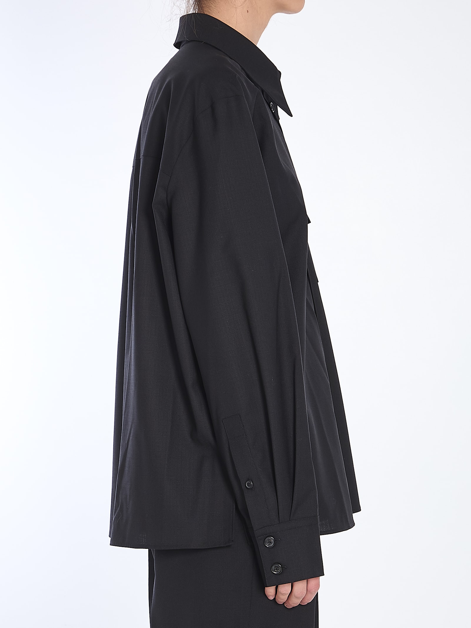 Khaite Yatty Shirt In Tropical Wool In Black