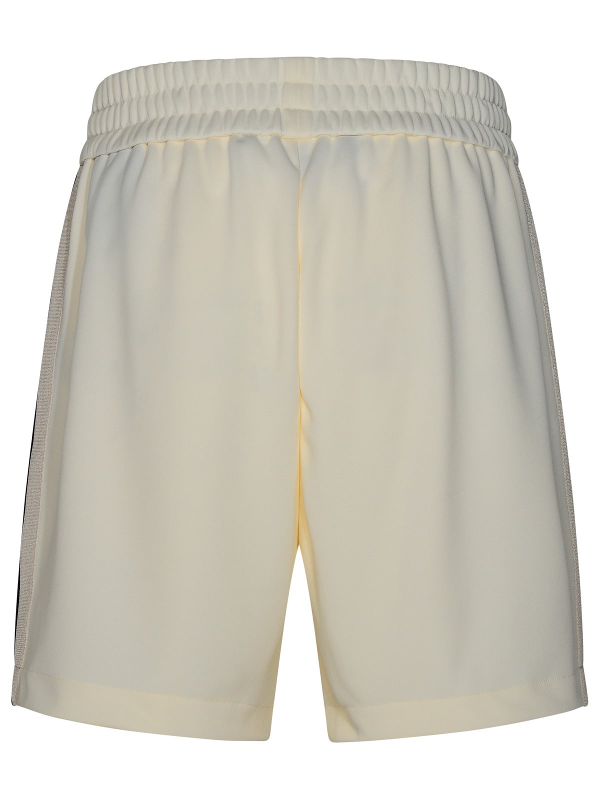 Shop Palm Angels Track Bermuda Shorts In Ivory Polyester In Avorio
