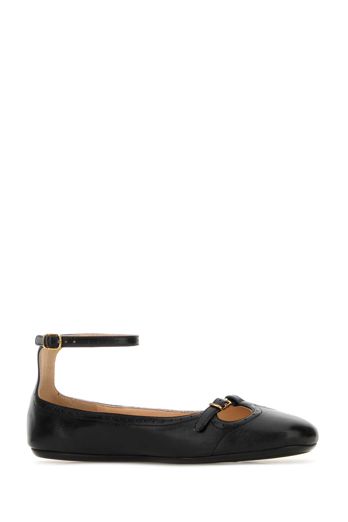 Chloé Leather Ballerina Shoes Featuring Buckle Detail In Black