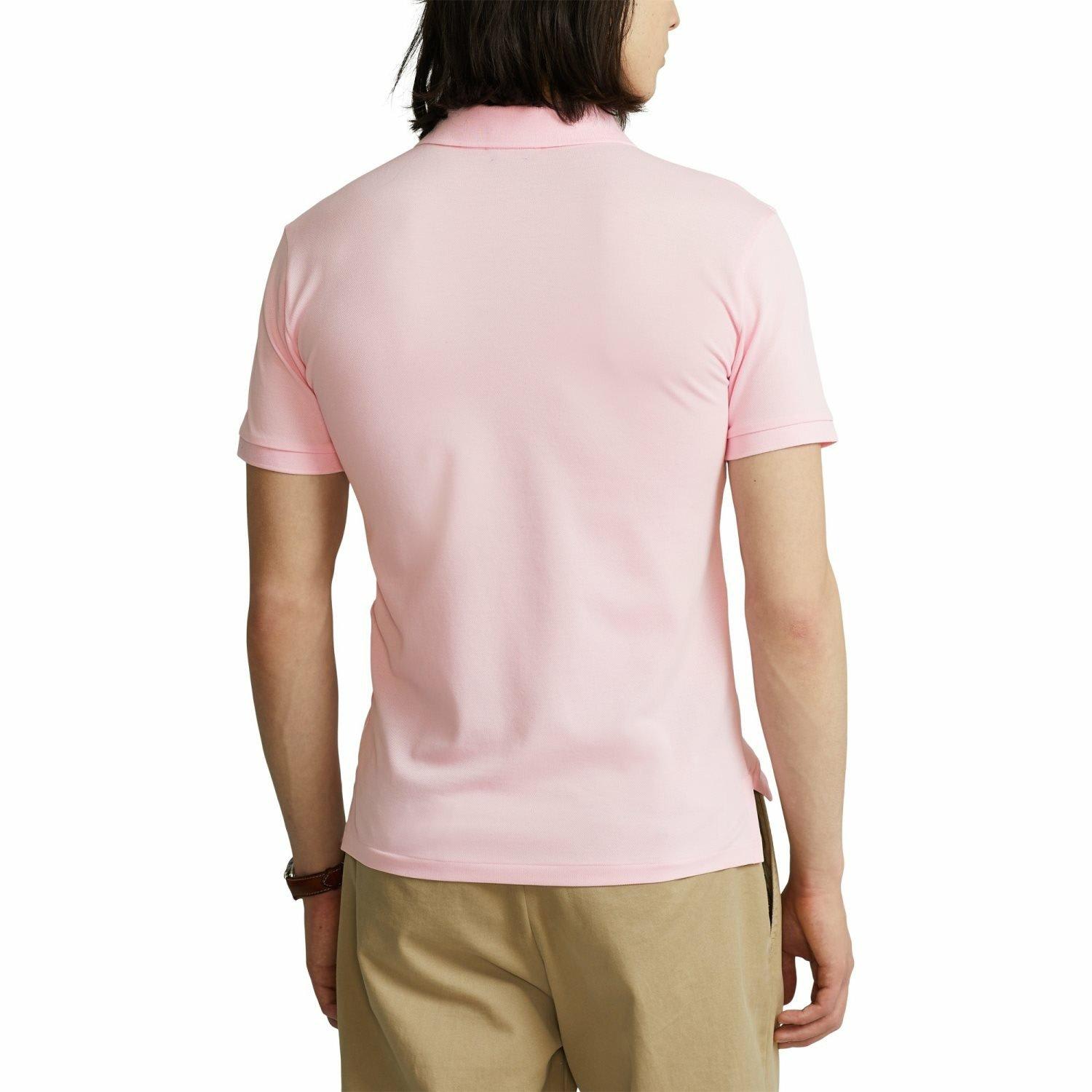 Shop Polo Ralph Lauren Logo Embroidered Slim-fit Polo Shirt Shirt In Pink