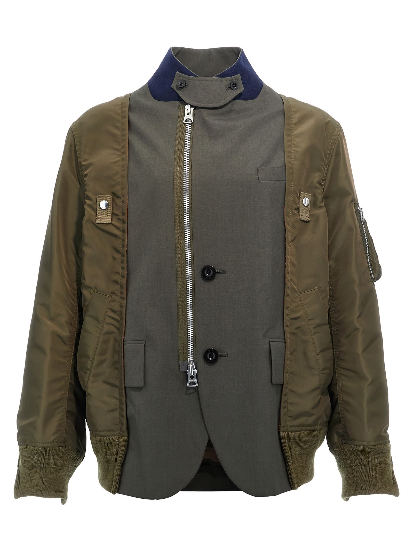 Shop Sacai Suiting Jacket In Green