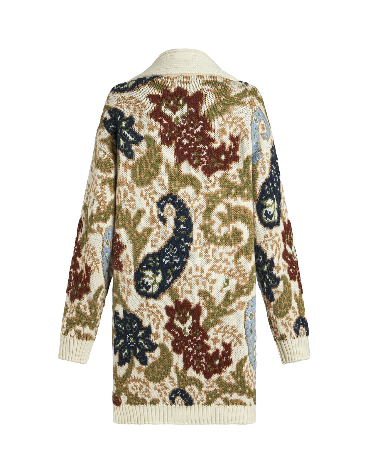 Shop Etro Beige Jacquard Knitted Maxi Cardigan In Brown