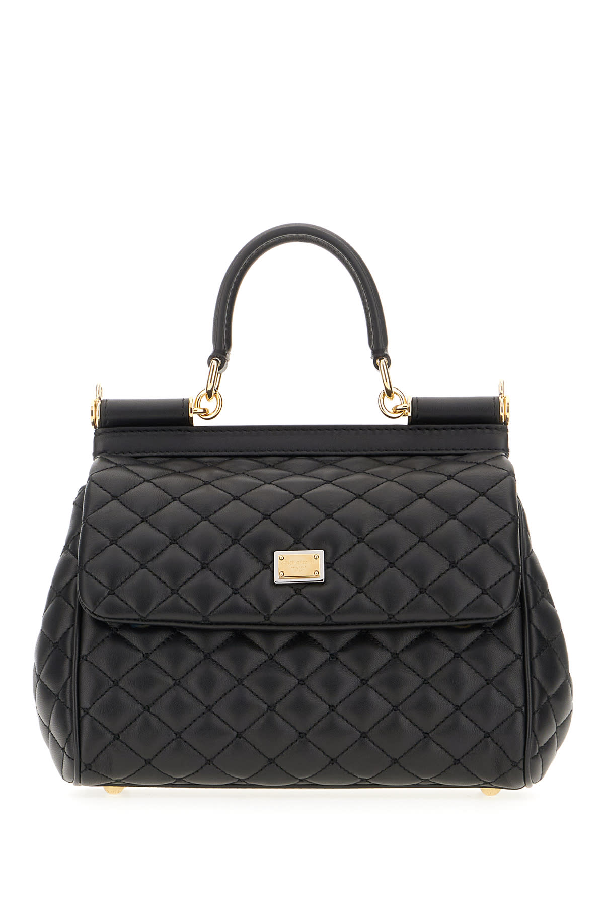 Dolce & Gabbana Black Nappa Leather Mini Sicily Handbag In Nero