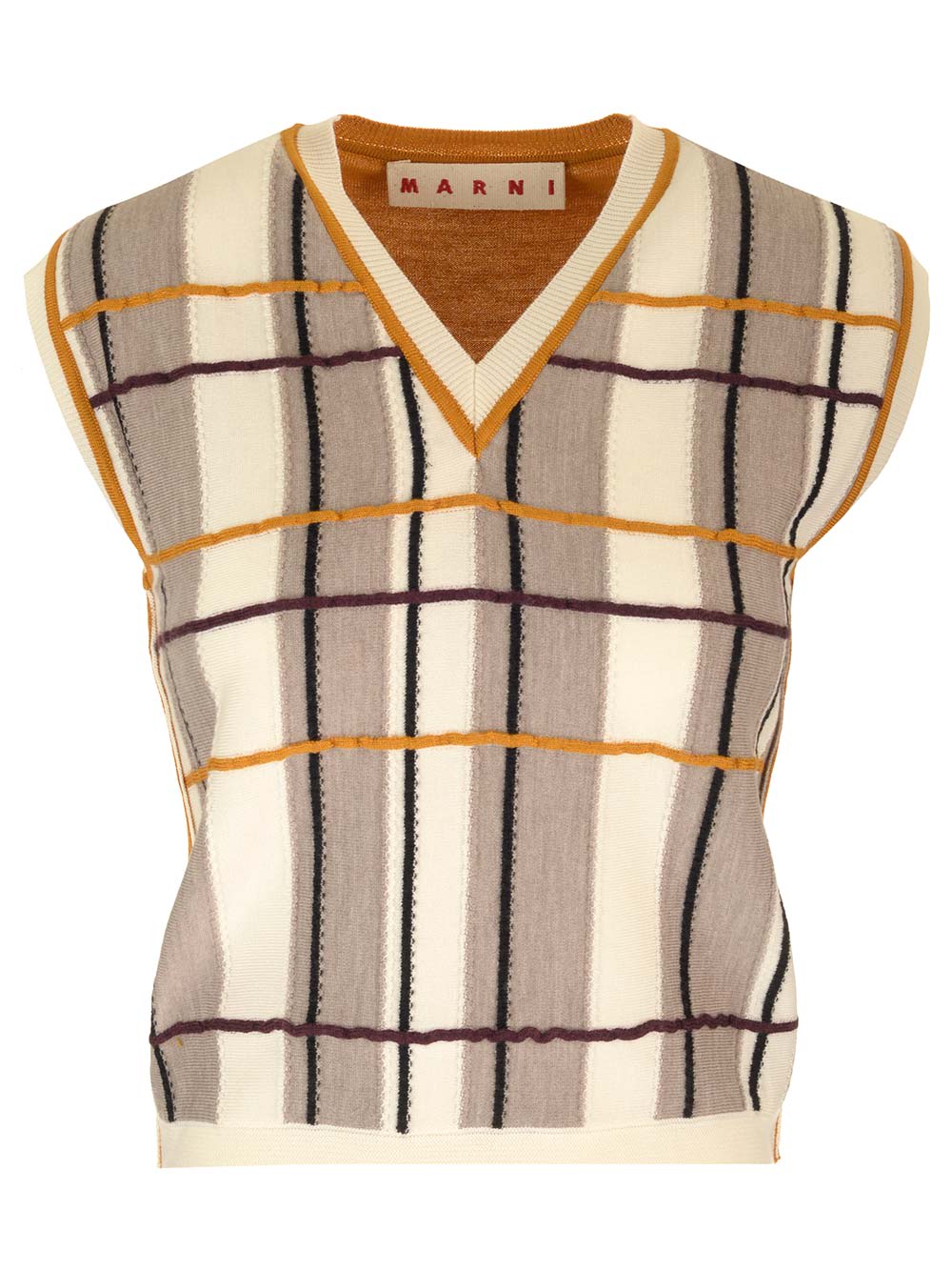 Vest With Checked Patchwork Pattern