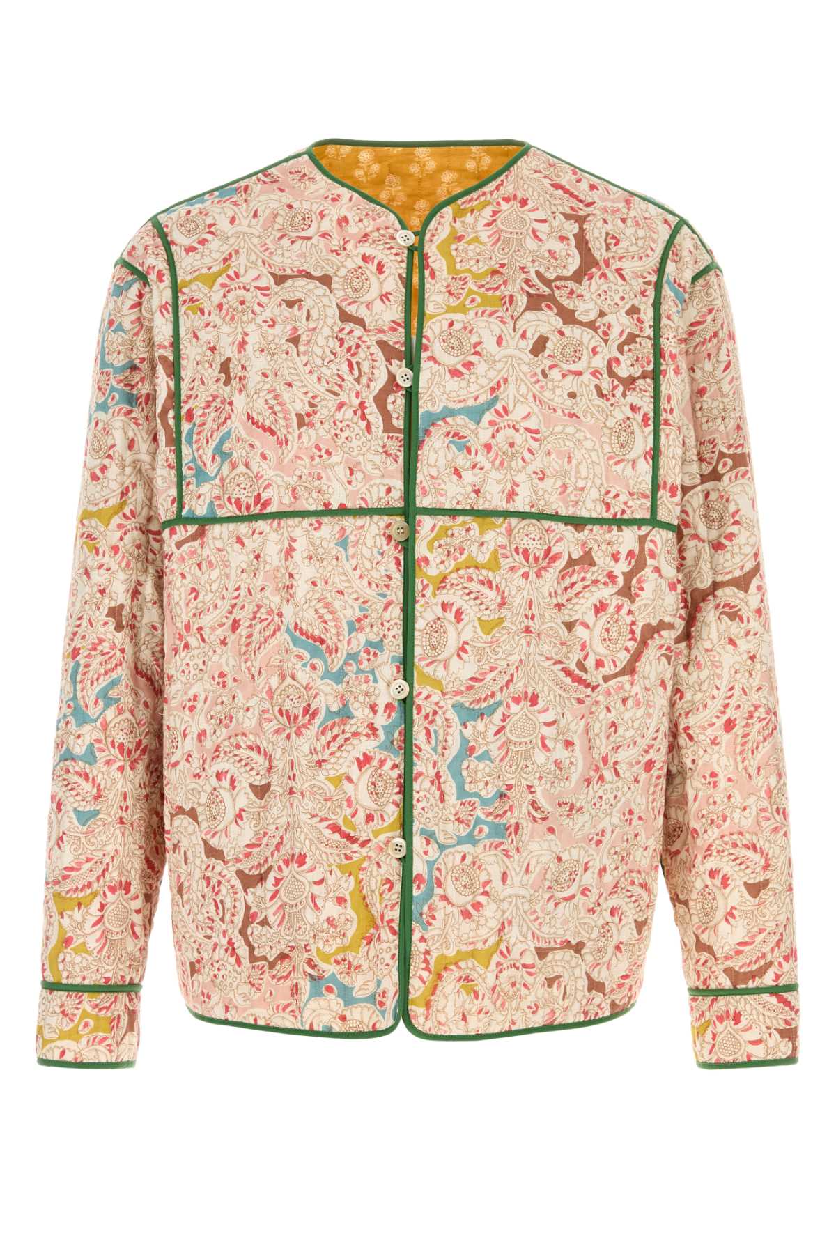 Valentino Linen Shirt With Paisley Pattern And Piping In Multi
