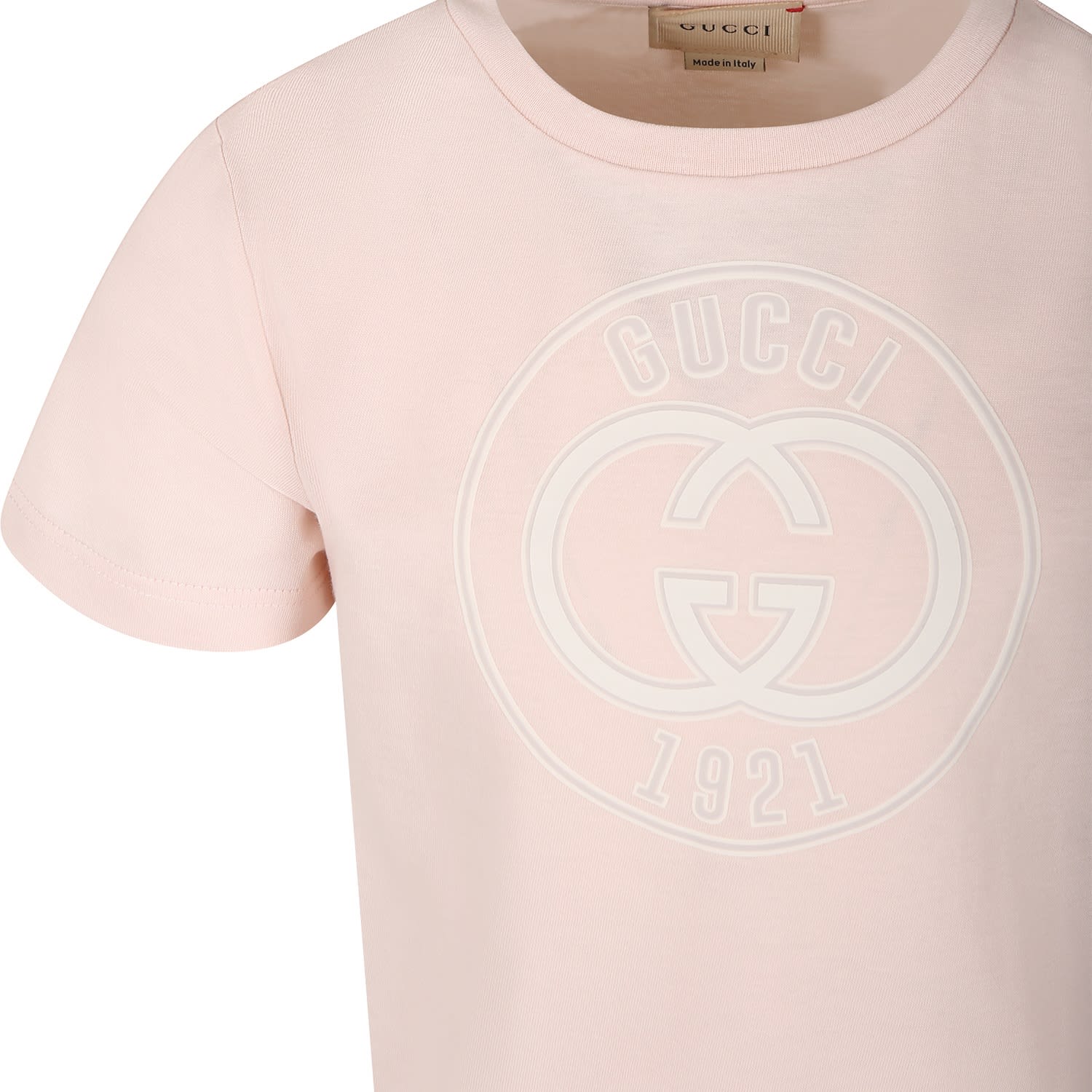 Shop Gucci Pink T-shirt For Girl With Logo  1921