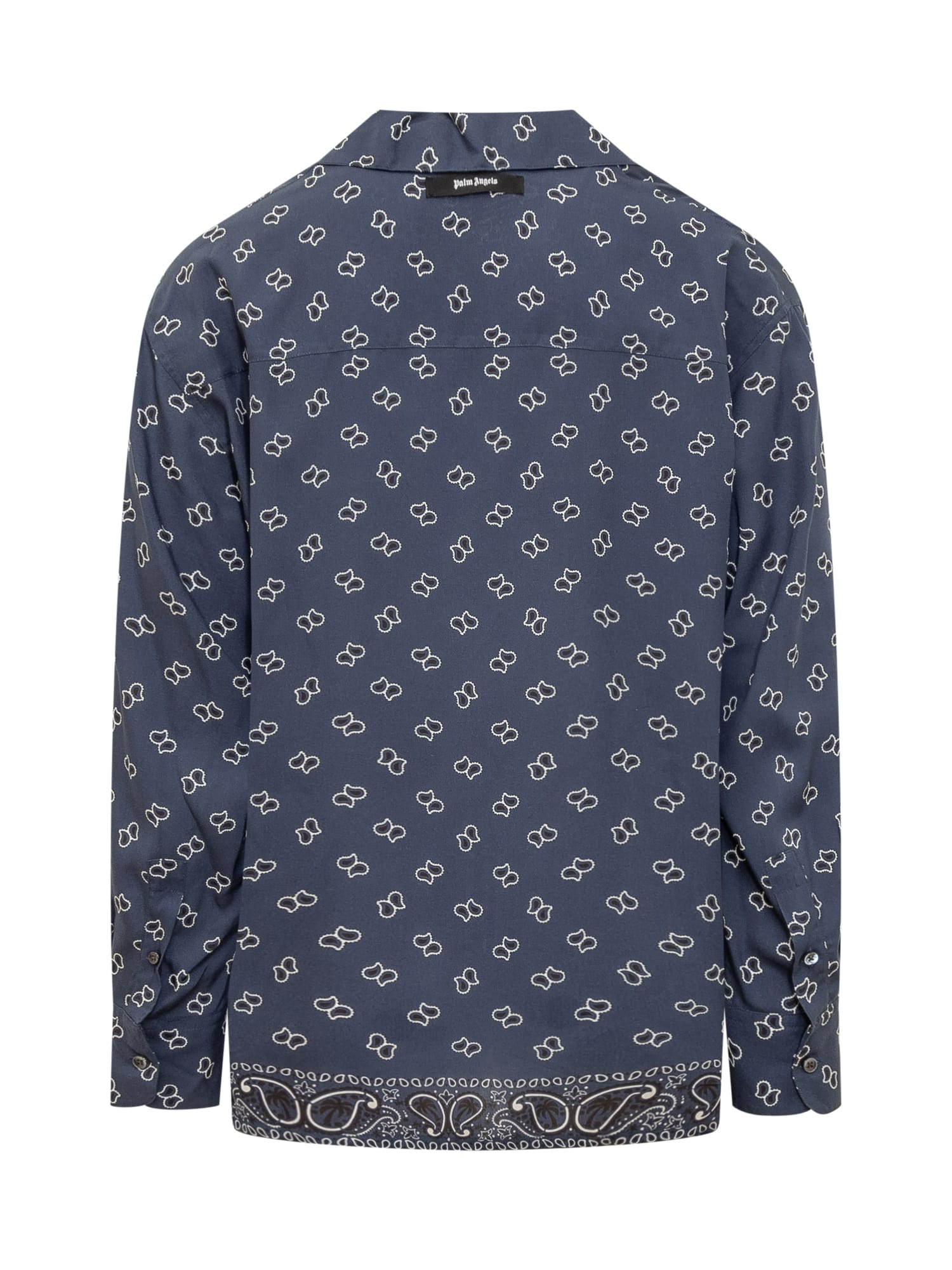 Shop Palm Angels Shirt With Paisley Pattern In Navy Blue