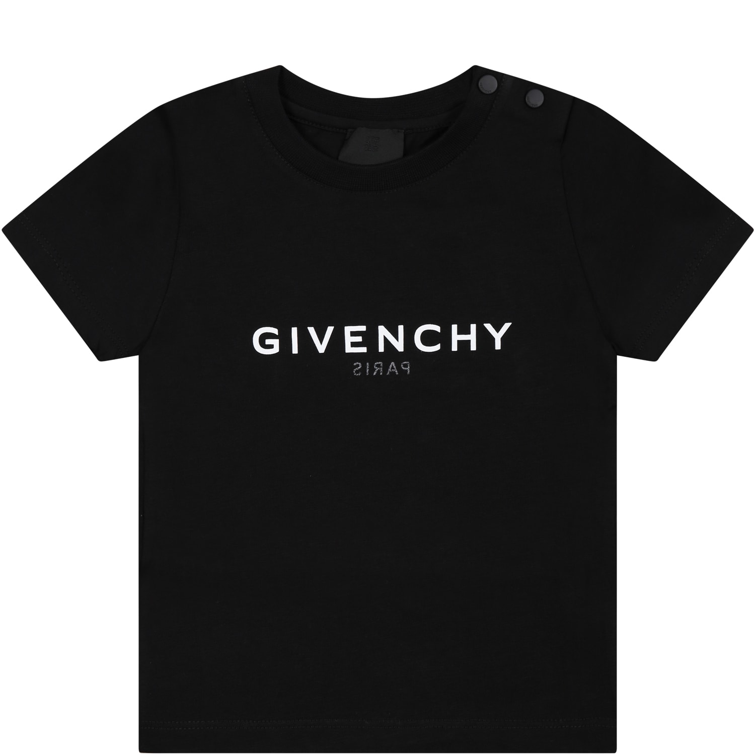 GIVENCHY BLACK T-SHIRT FOR BABIES WITH ICONIC LOGO