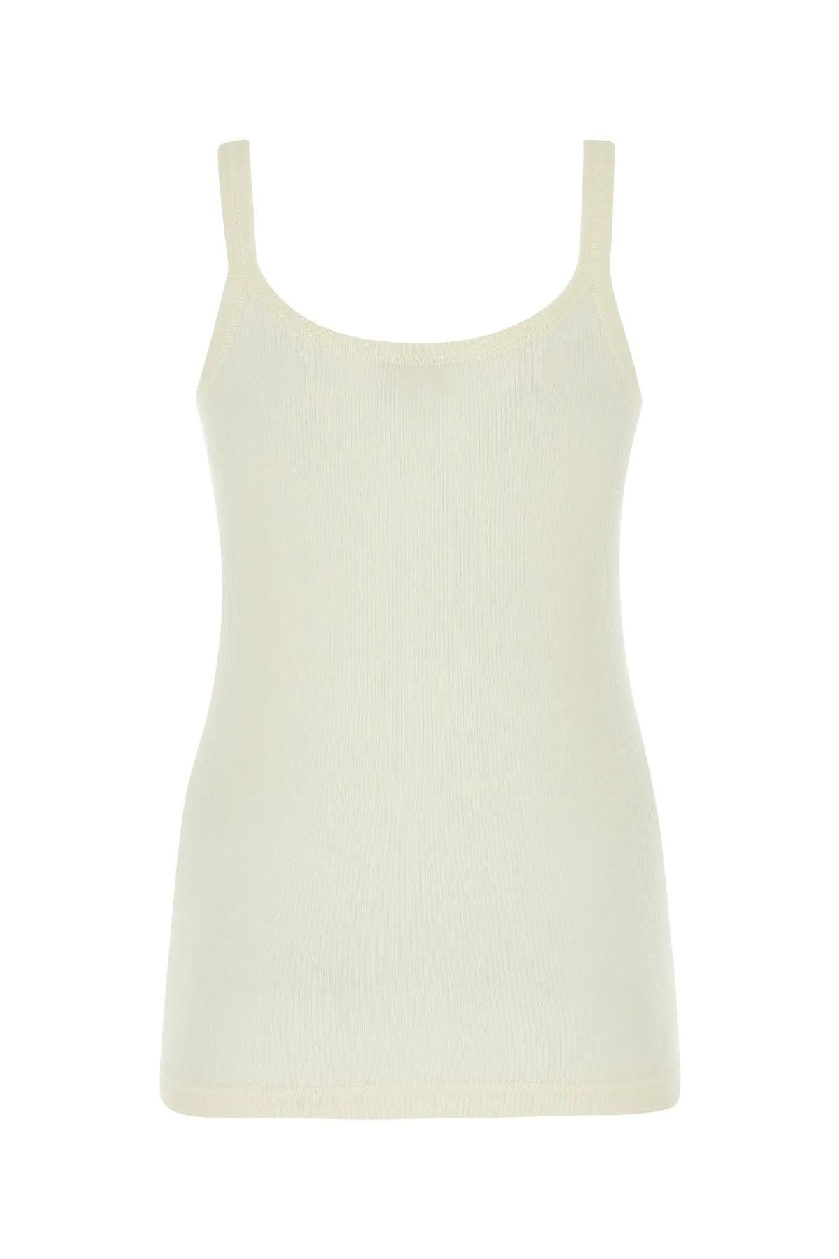 Bottega Veneta Ribbed Wool Sleeveless Top In Bianco