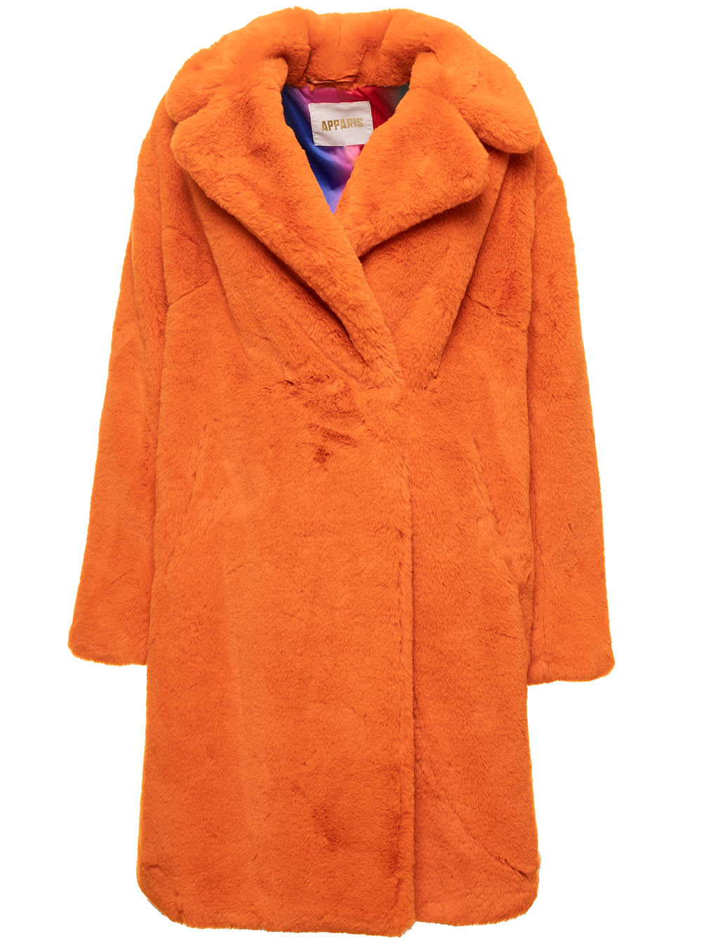 Imani Orange Faux Fur Jacket Woman Apparis