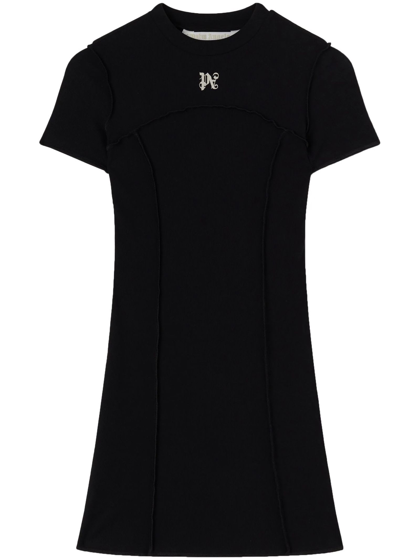 Shop Palm Angels Black Stretch-cotton Minidress