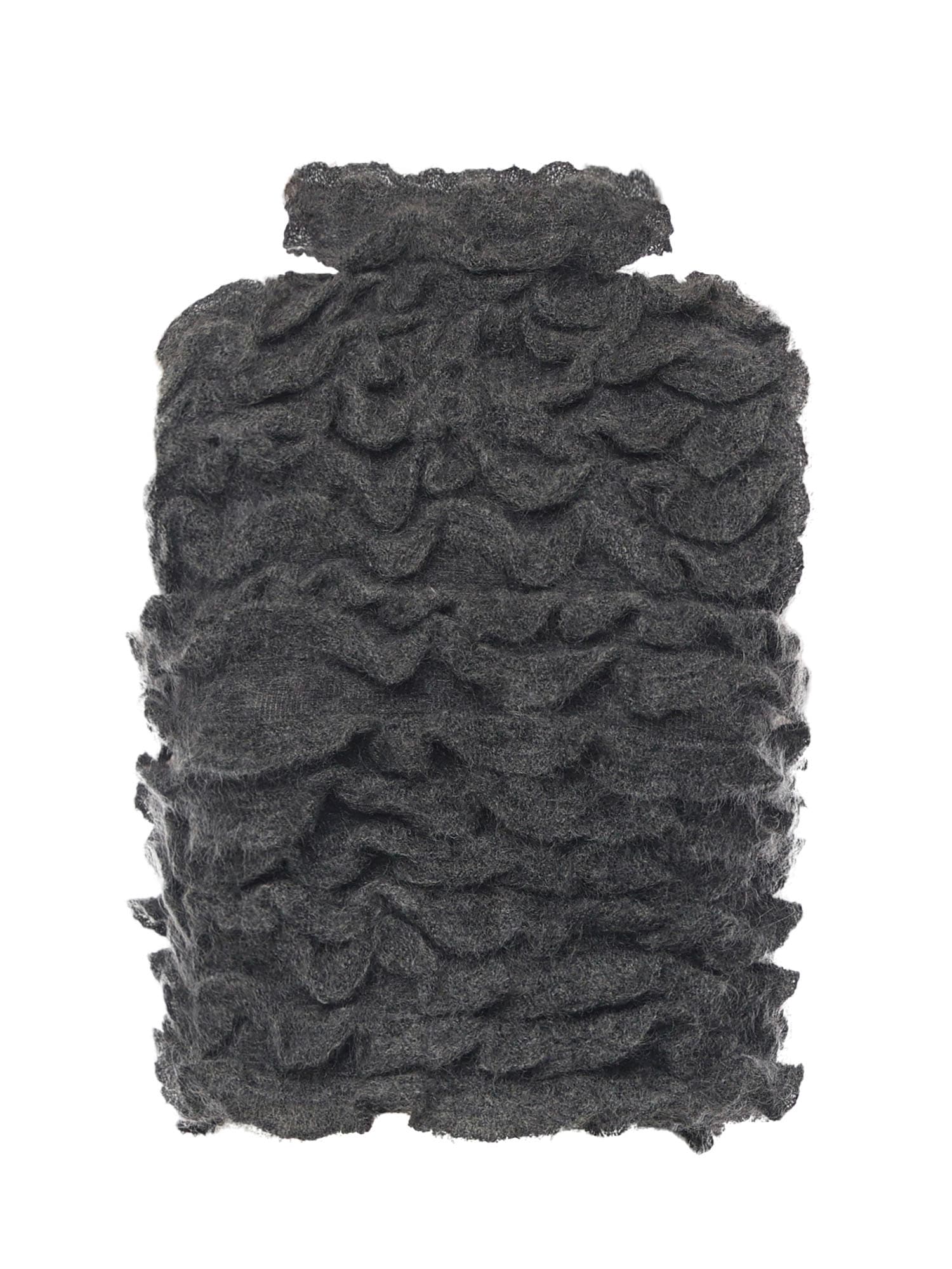 Alaïa Ruffled Mohair-blend Cropped Top In Black