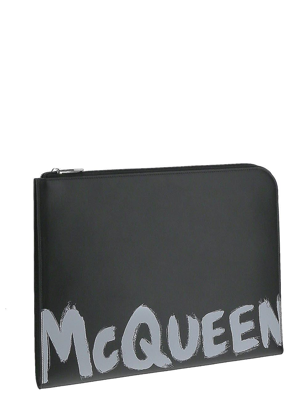 Shop Alexander Mcqueen Graffiti Print Pouch In Black