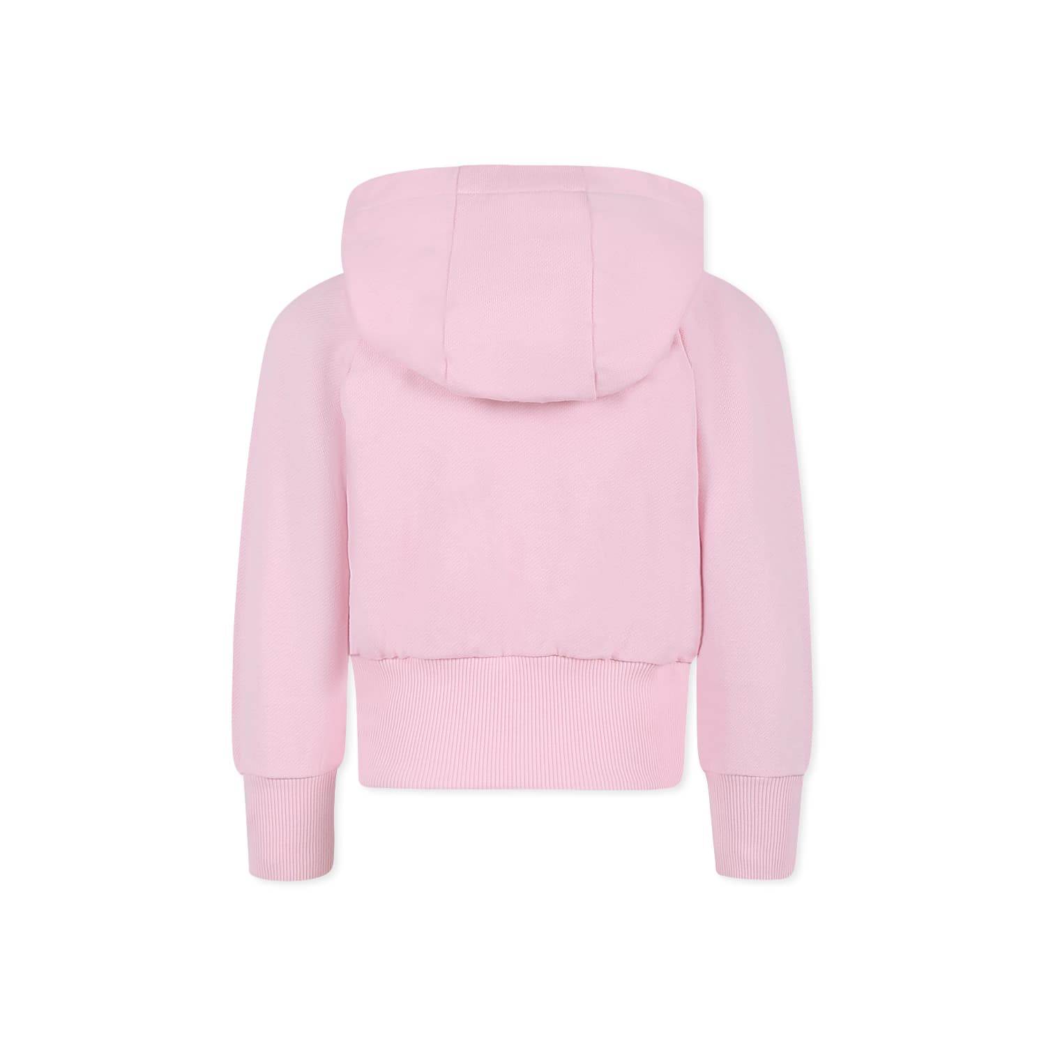 Balmain Pink Crop Sweatshirt For Girl With Logo In Pink