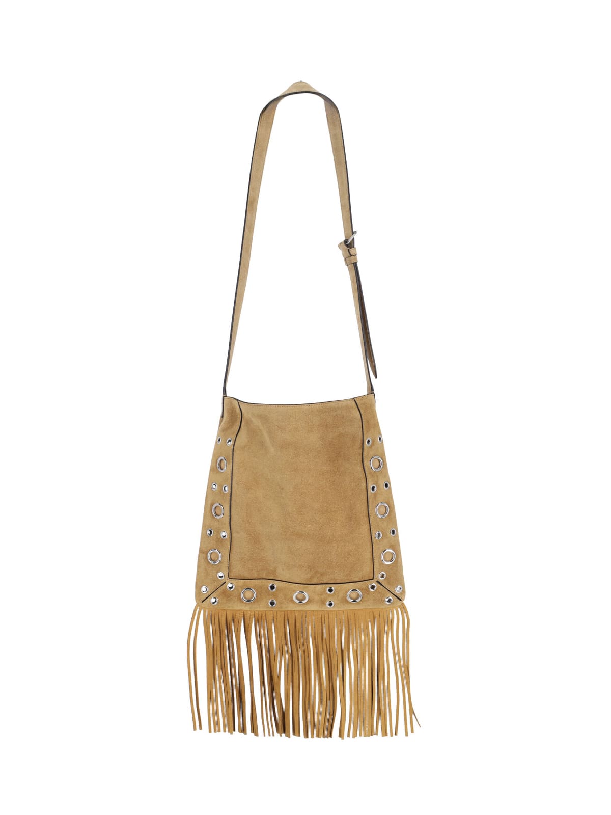 Valentino Nellcote Fringe Studded Suede Crossbody Bag In Sand