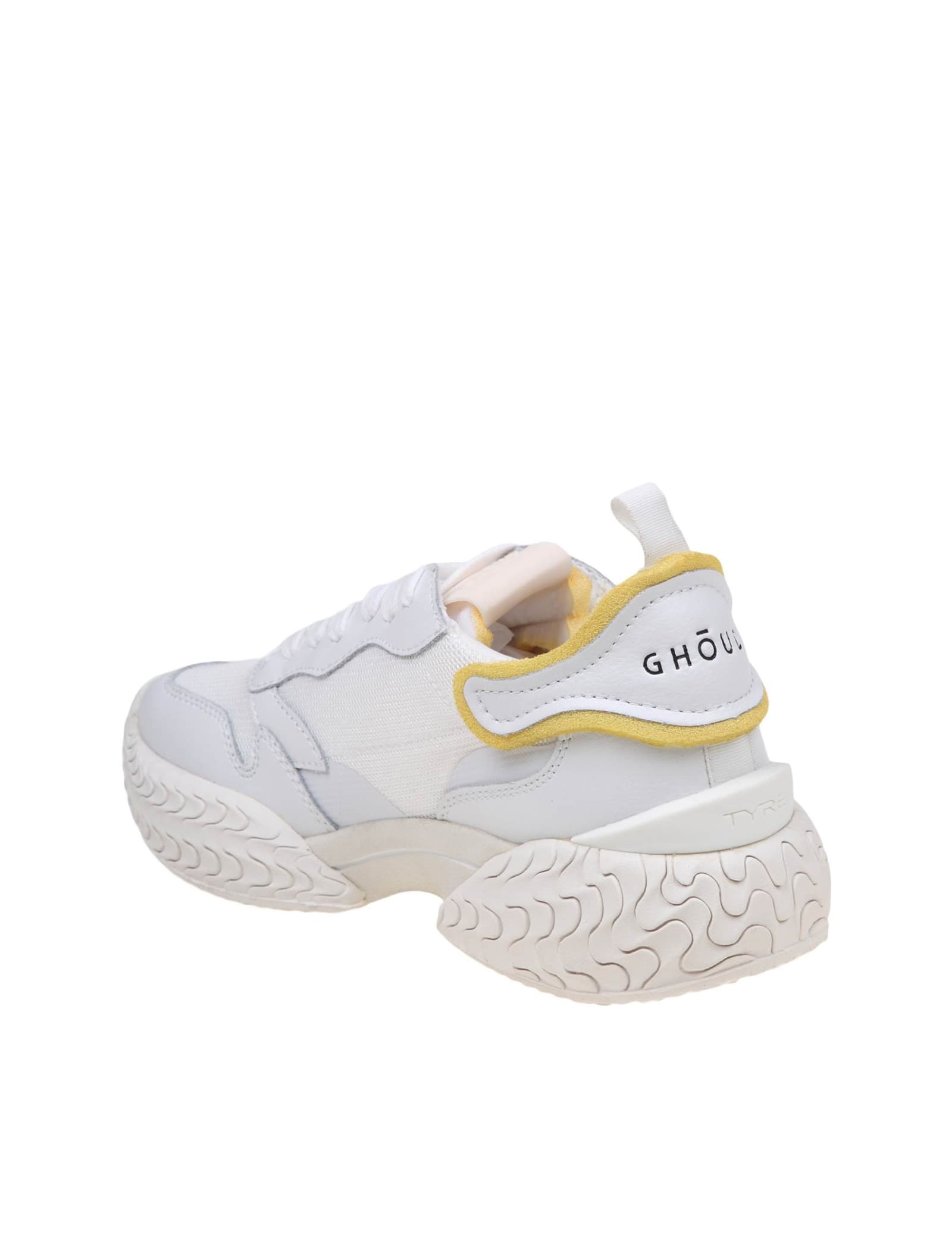 Shop Ghoud Tyre Low Sneakers In Leather And Fabric In Mesh/leat White