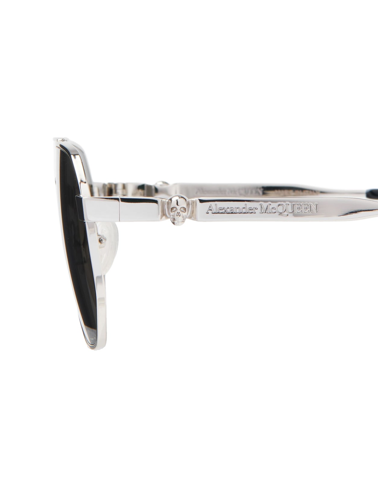 Shop Alexander Mcqueen Caravan Floating Skull Sunglasses In Silver Metal