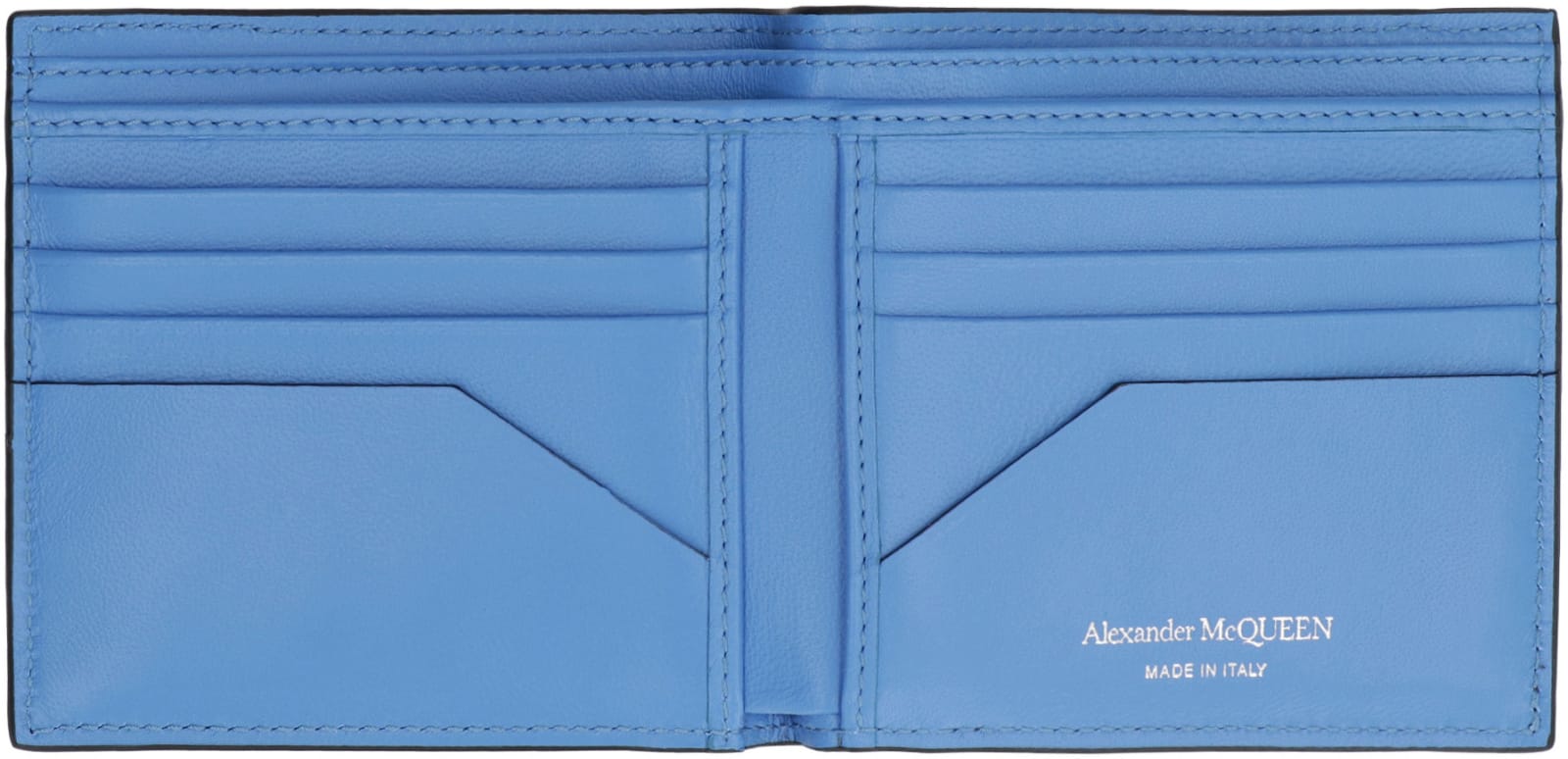 Shop Alexander Mcqueen Leather Flap-over Wallet In Nero