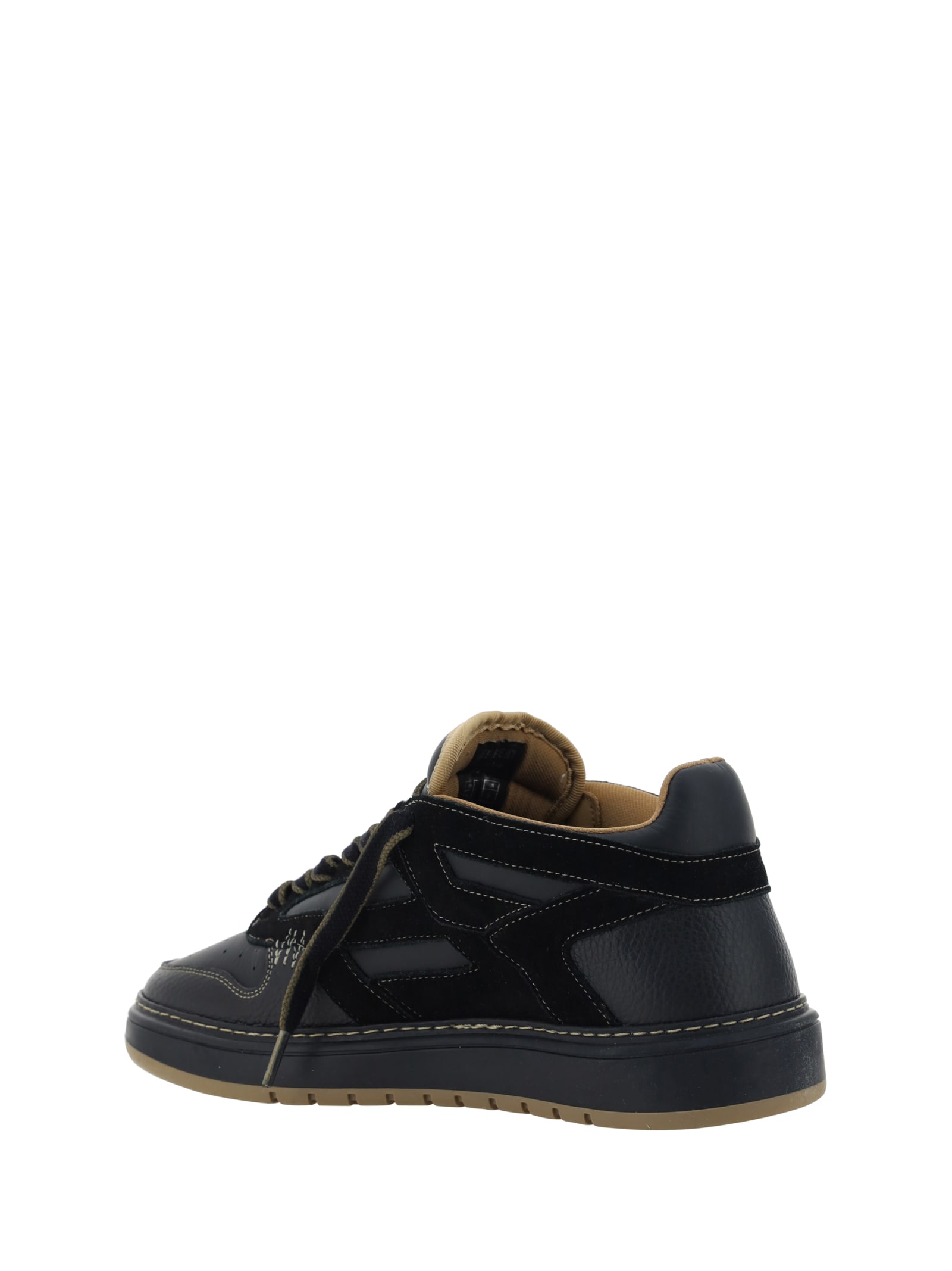 Shop Represent Reptor Sneakers In Black/washed Taupe