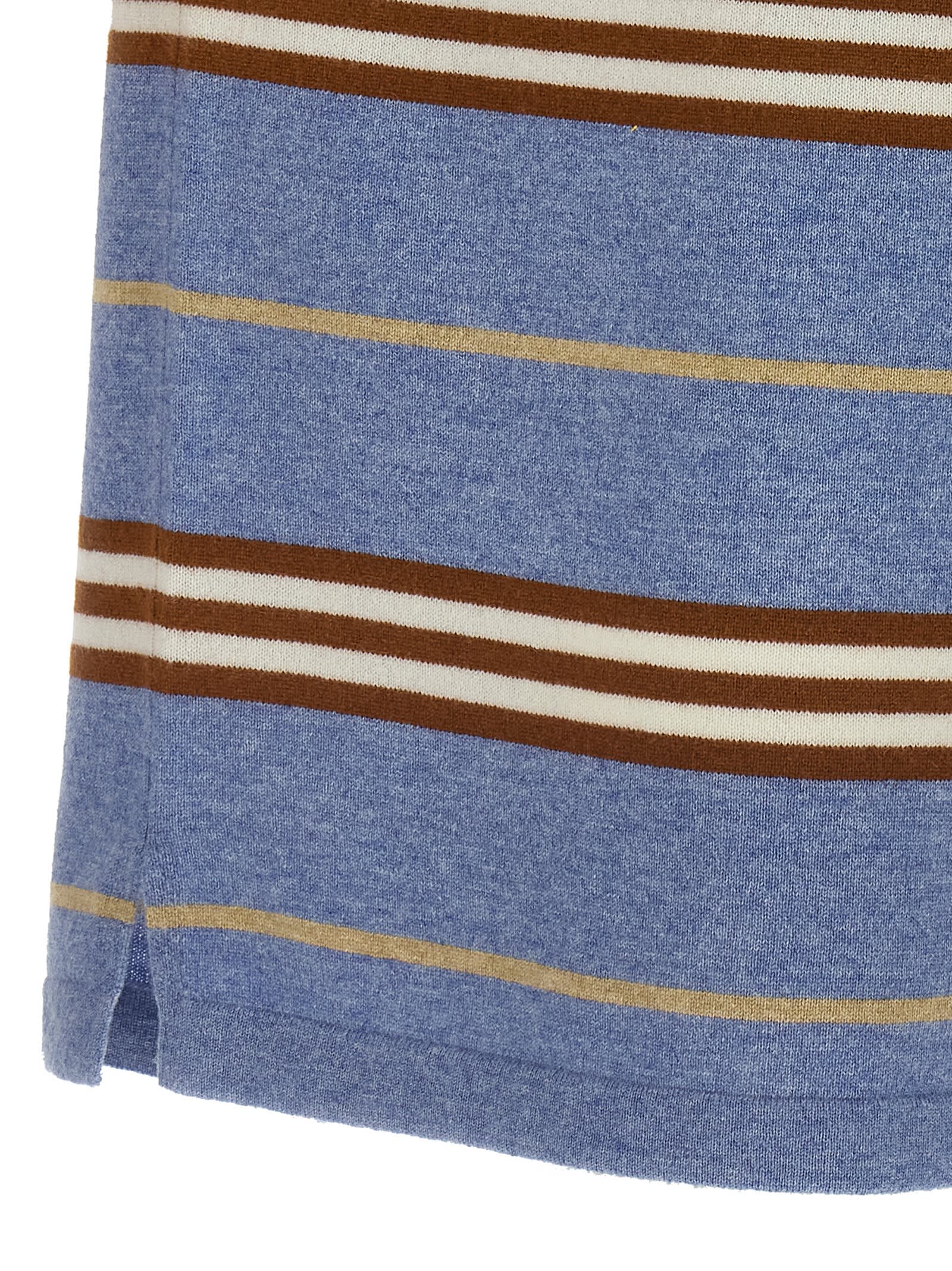 Guest In Residence Striped Cashmere Rugby Sweater With Classic Collar In Blue