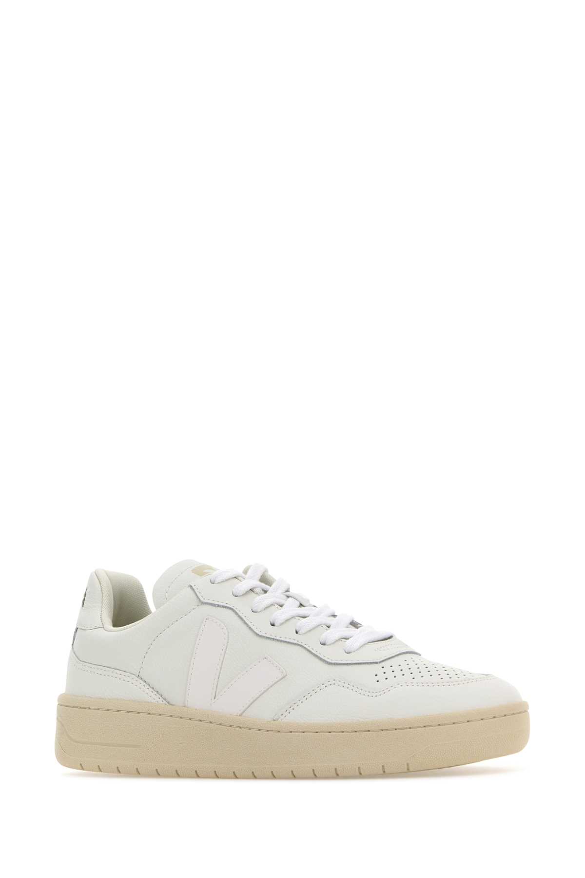Shop Veja White Leather V-90 Sneakers In Extrawhite