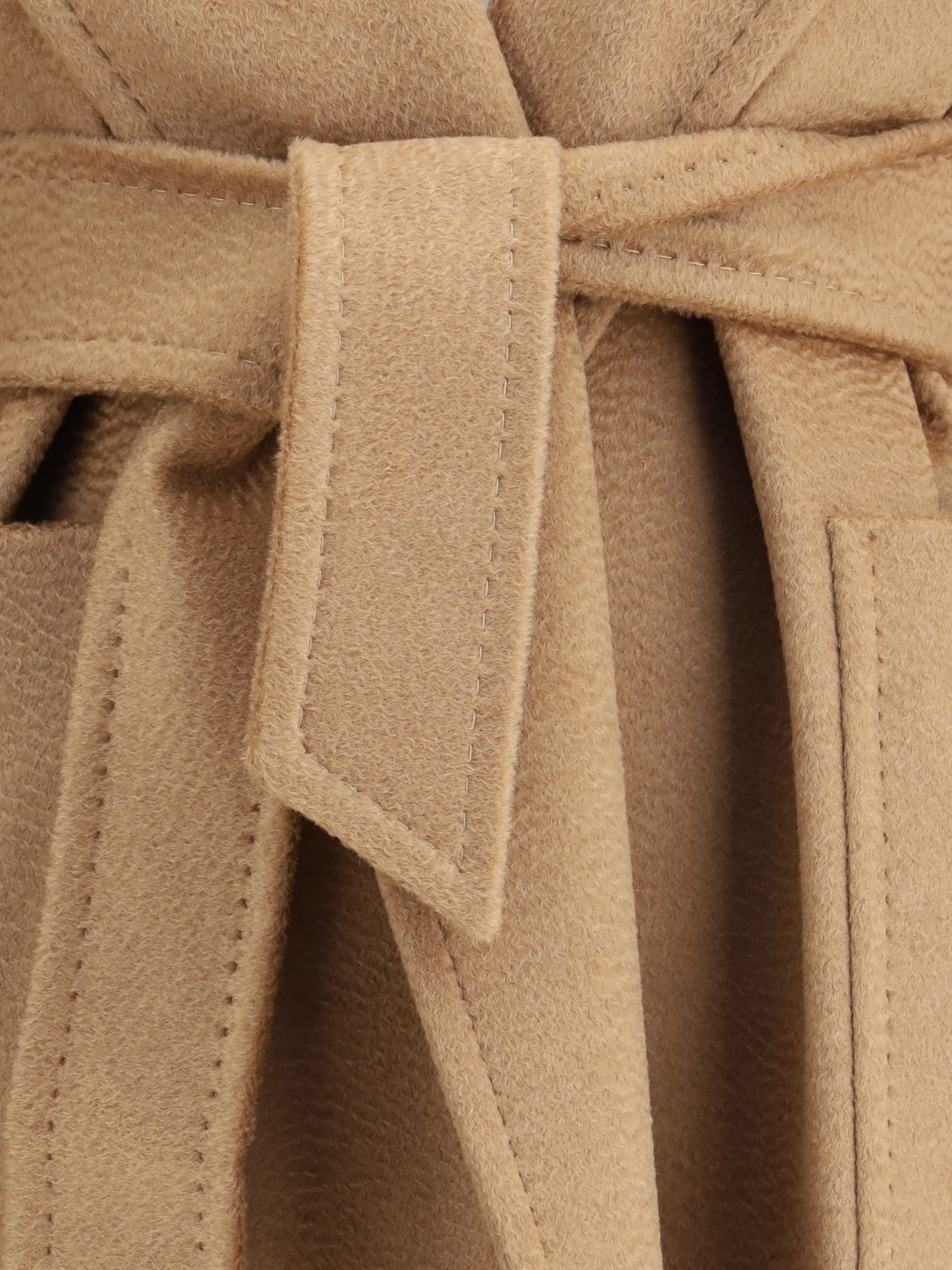 Max Mara Rialto Coat With Hood And Patch Pockets In Brown