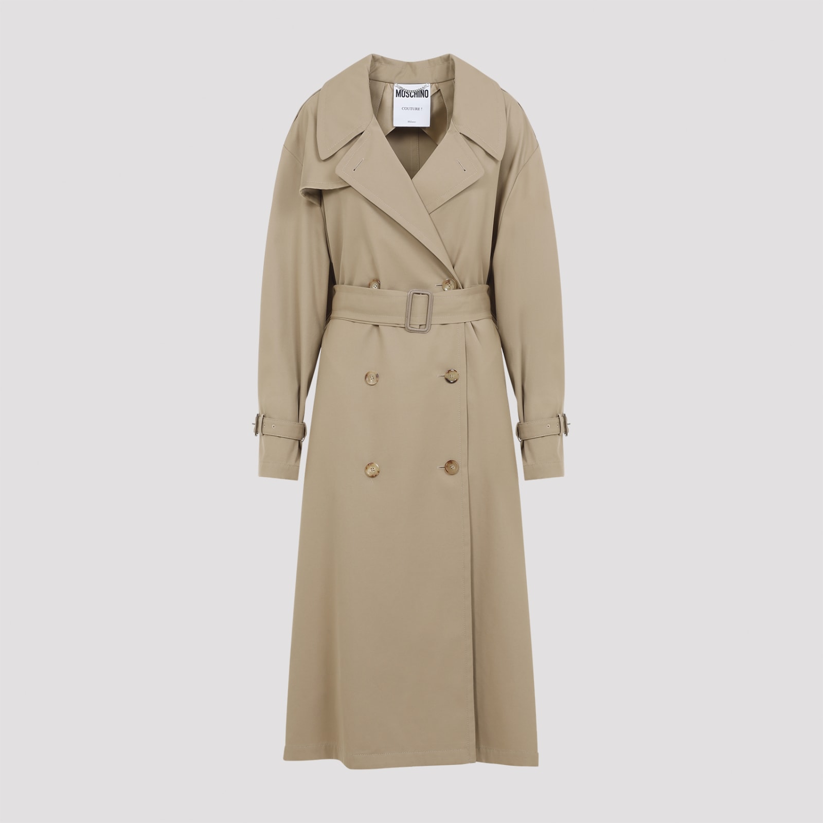 Beige Polyester Blend Coat