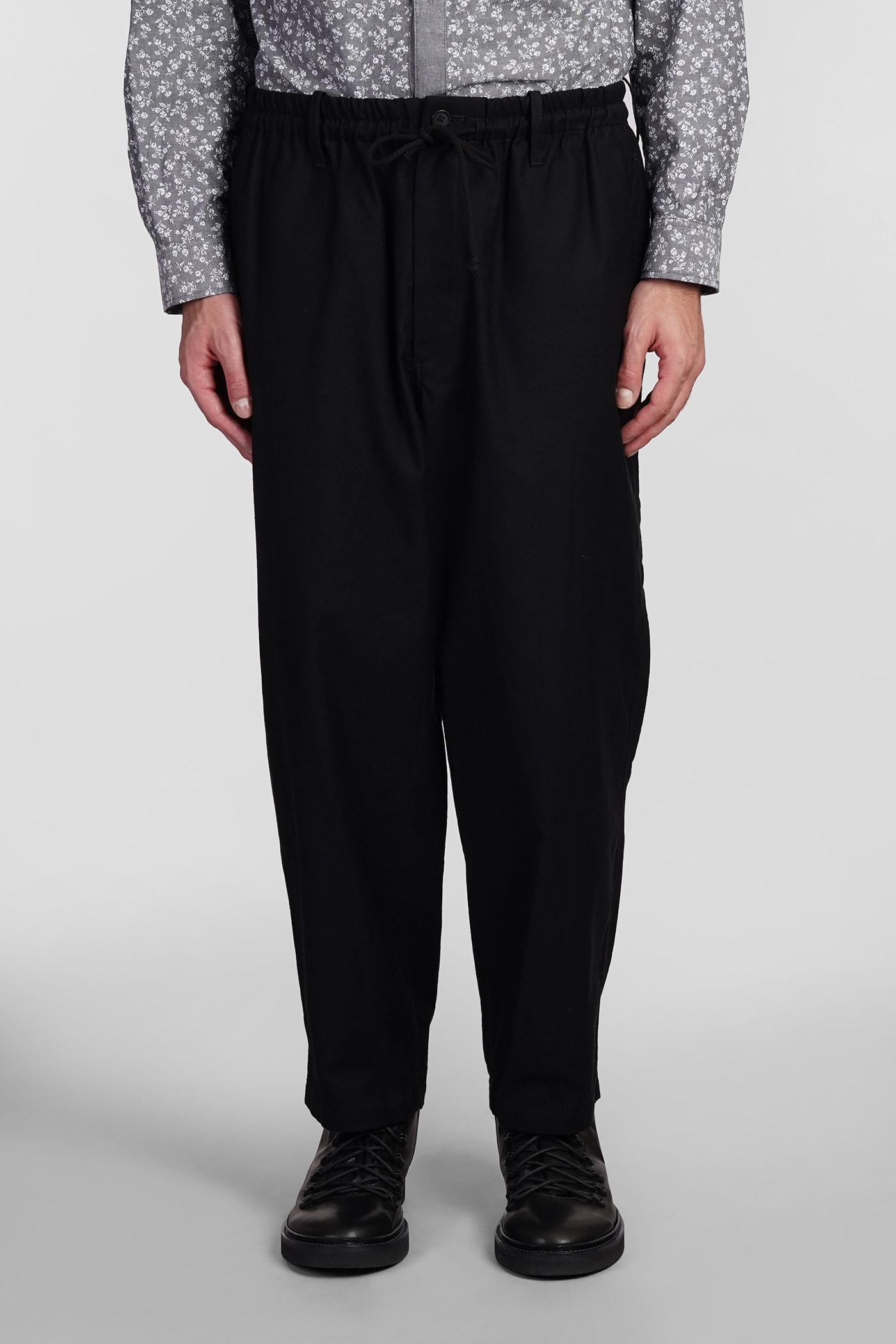 Shop Yohji Yamamoto Pants In Black Cotton