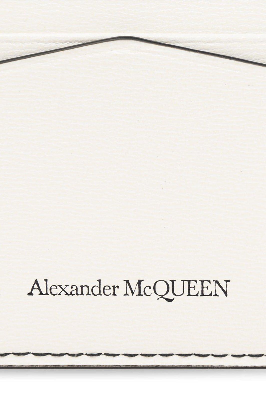 Alexander Mcqueen Skull Stud Embellished Card Holder In Cream