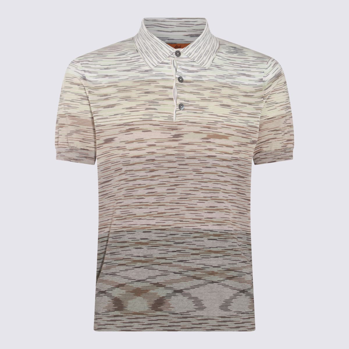 Shop Missoni Beige Multicolour Cotton Polo Shirt In Degraded Space Dye With Beige