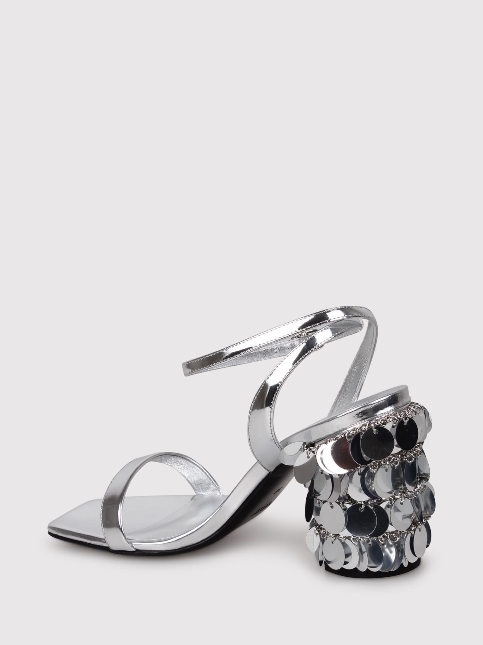 Shop Rabanne Silver Sequin Heeled Sandals