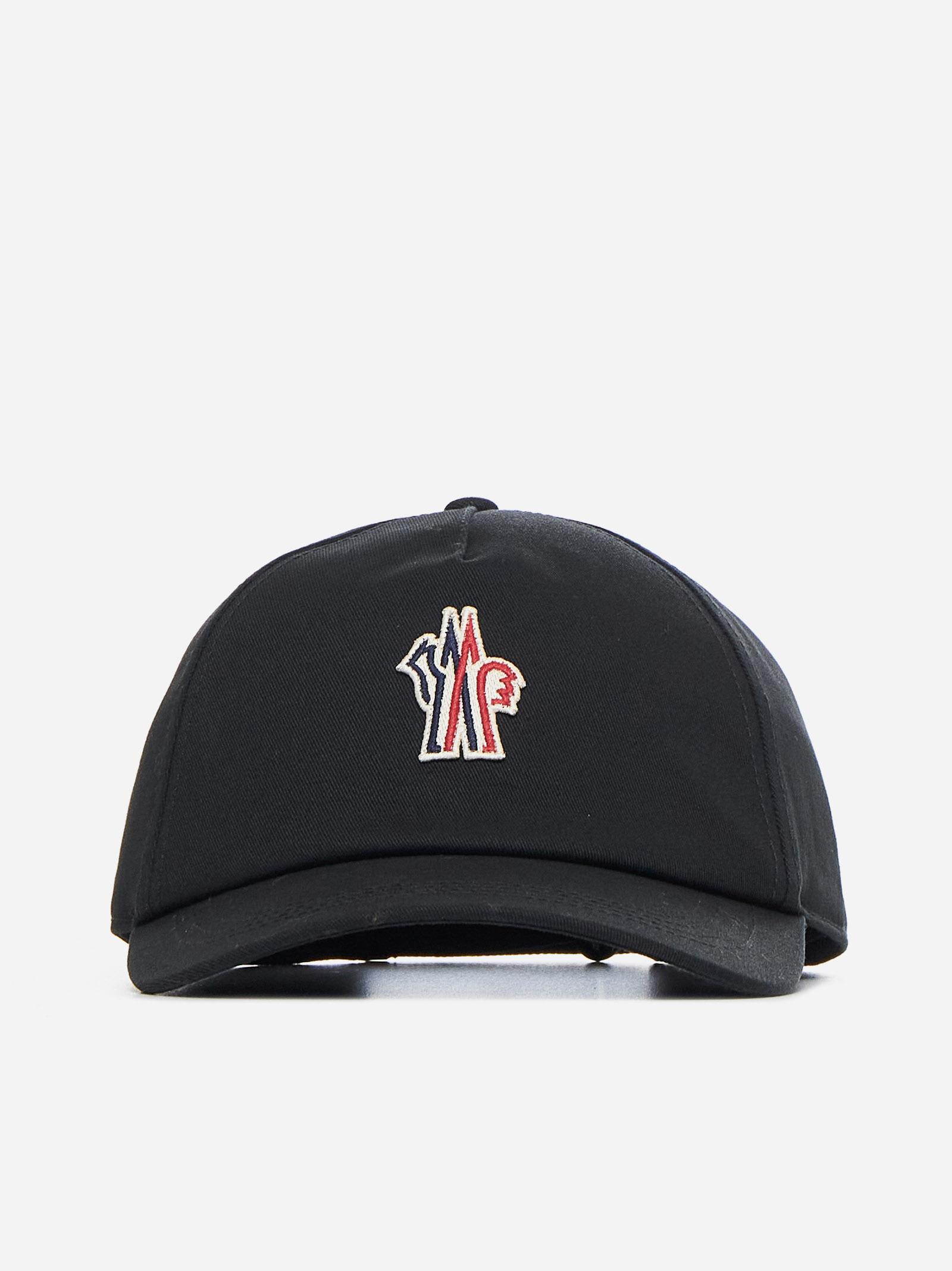 Shop Moncler Logo Cotton Baseball Cap In Black