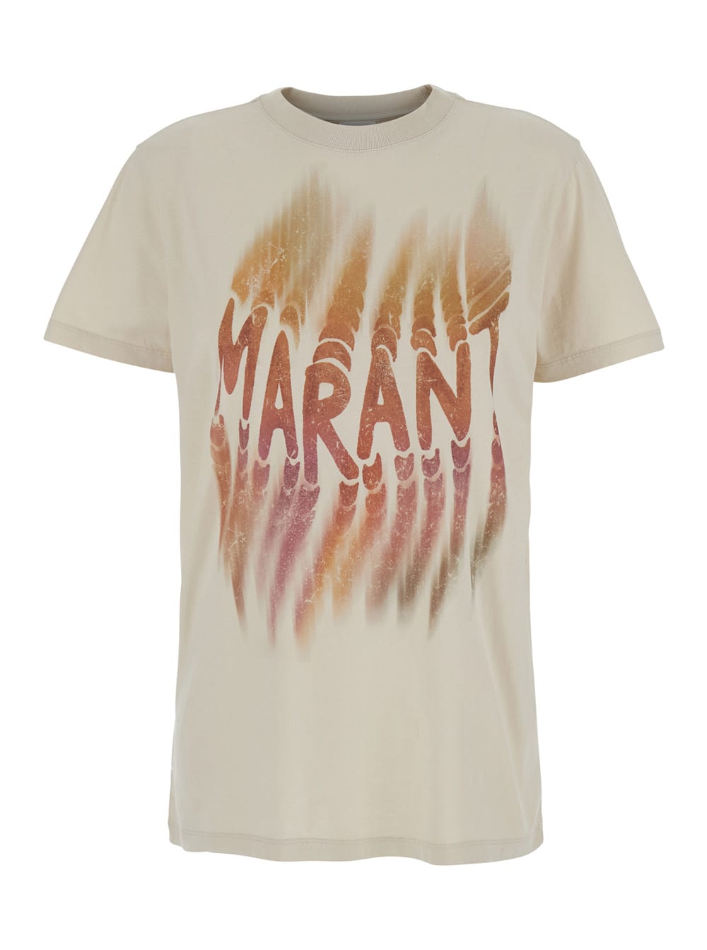 Marant Étoile zoeline White Crewneck T-shirt With Maxi Logo Print On The Front In Cotton Woman