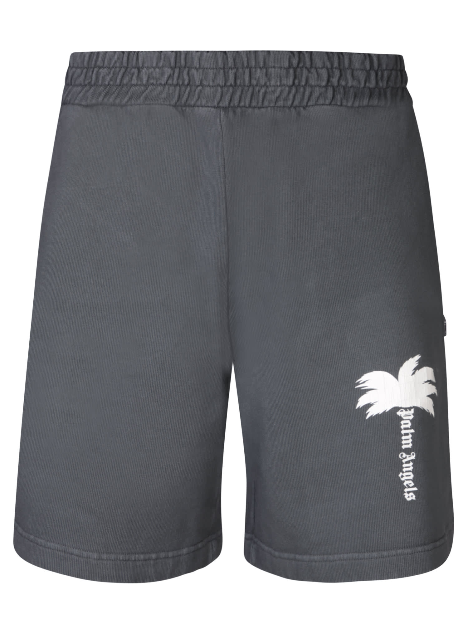 Shop Palm Angels Palm Dark Grey Jogger Bermuda Shorts