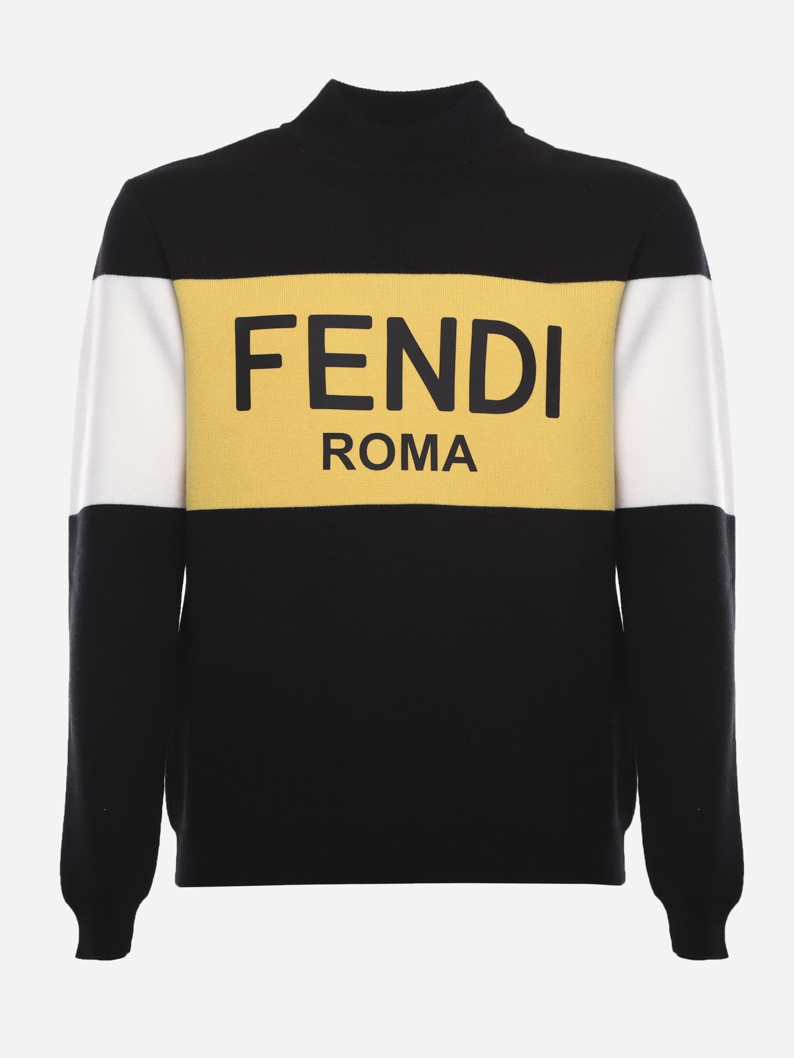 FENDI WOOL jumper WITH colour BLOCK INSERT,FAE541 AECRF0232