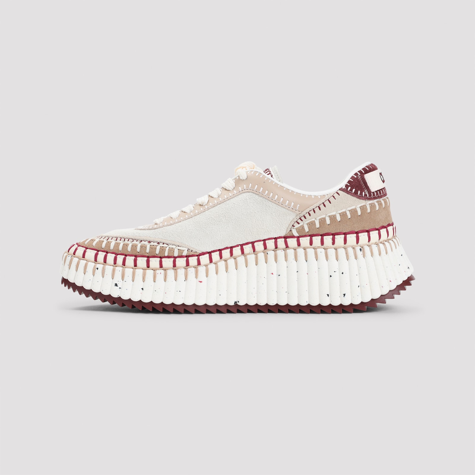 Chloé Nama Textured-sole Lace-up Sneakers In White