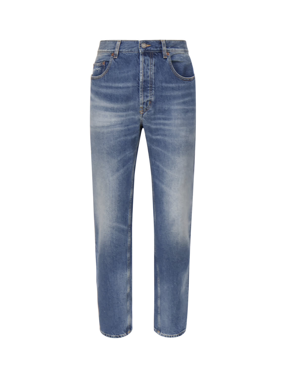 Shop Saint Laurent Sioux Baggy Jeans In Cotton Denim In Dark Capri Blue