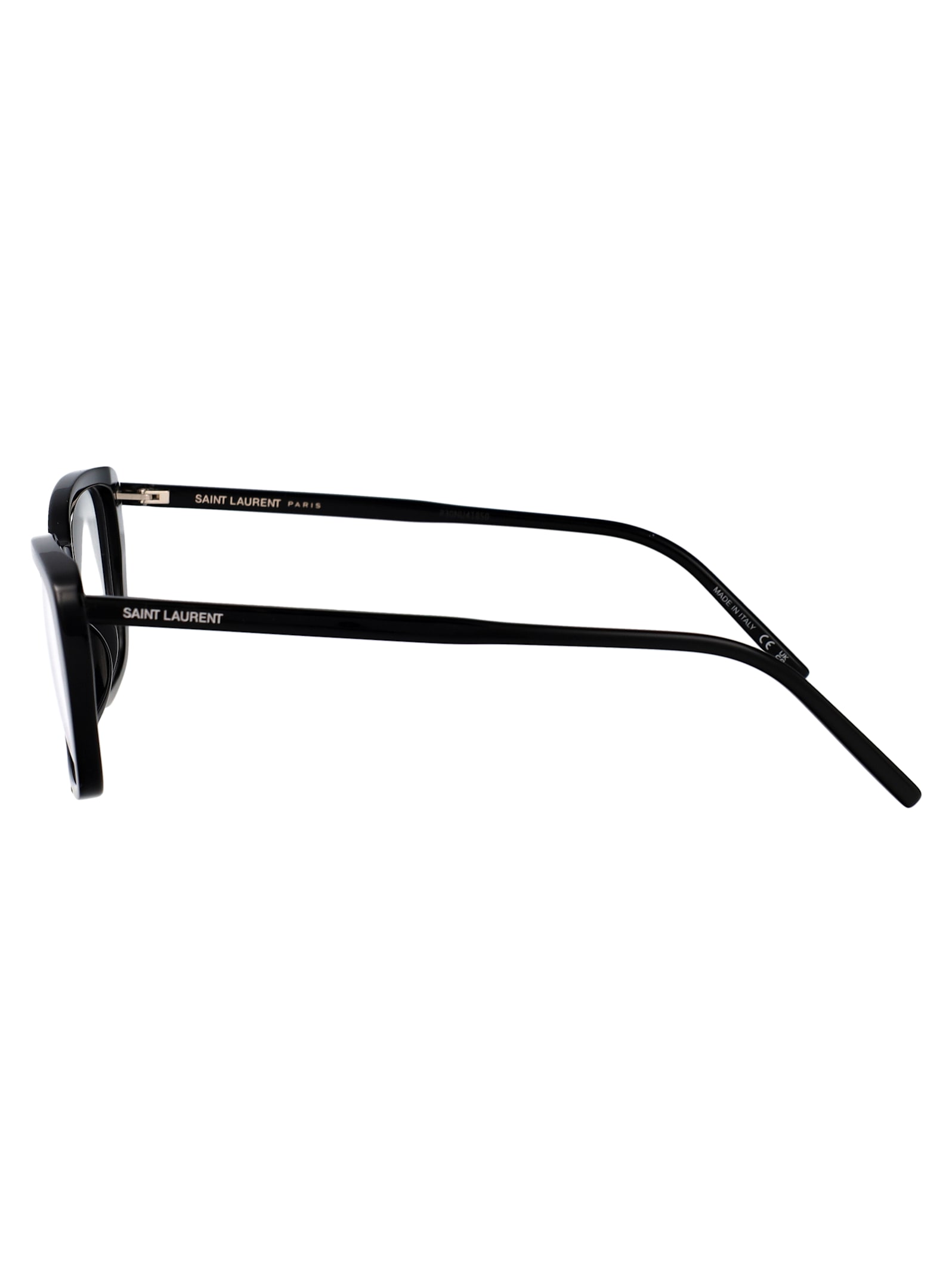 Saint Laurent Black-black-transparent Recycled Acetate Glasses In Black