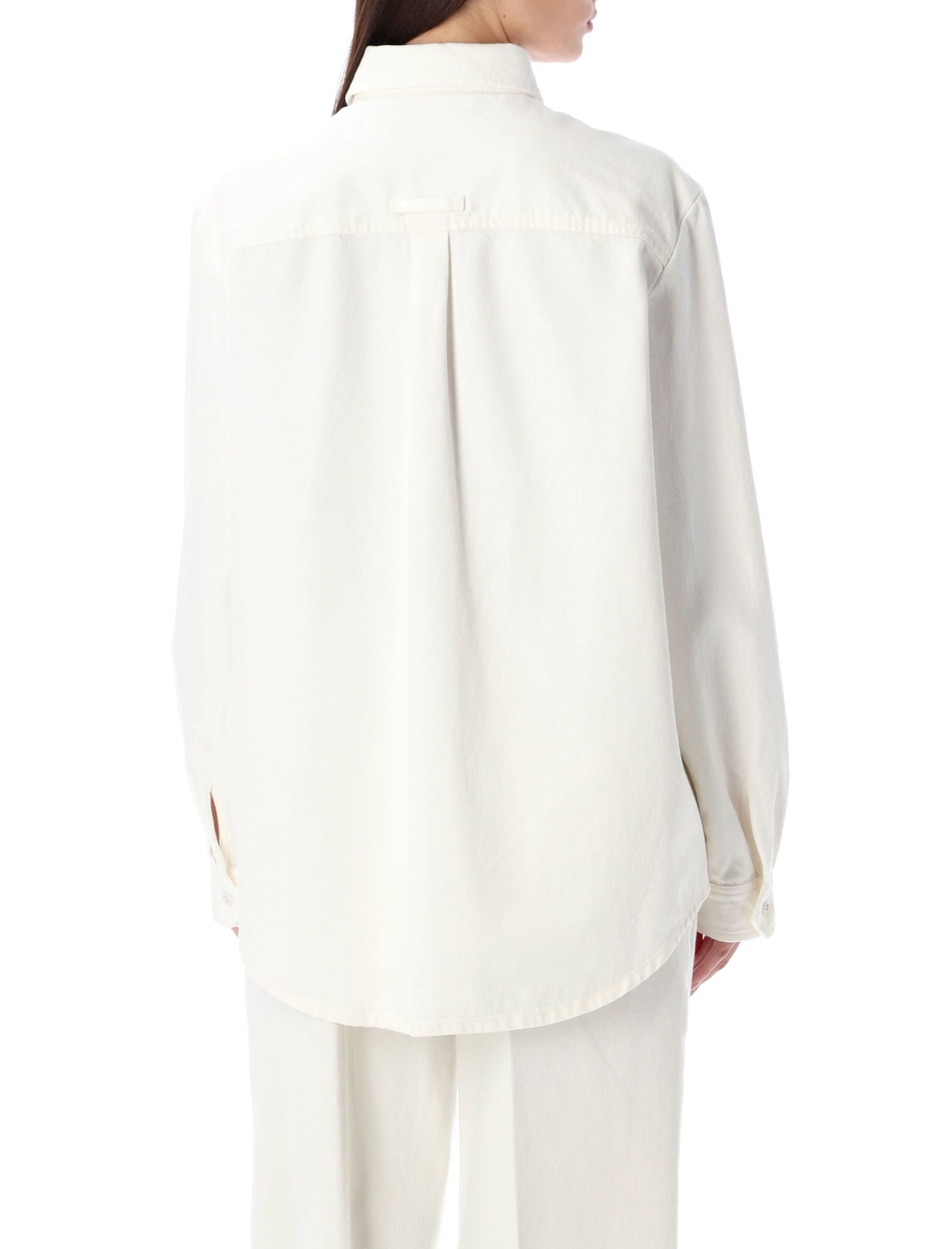 Shop Apc Tina Denim Shirt In Off White