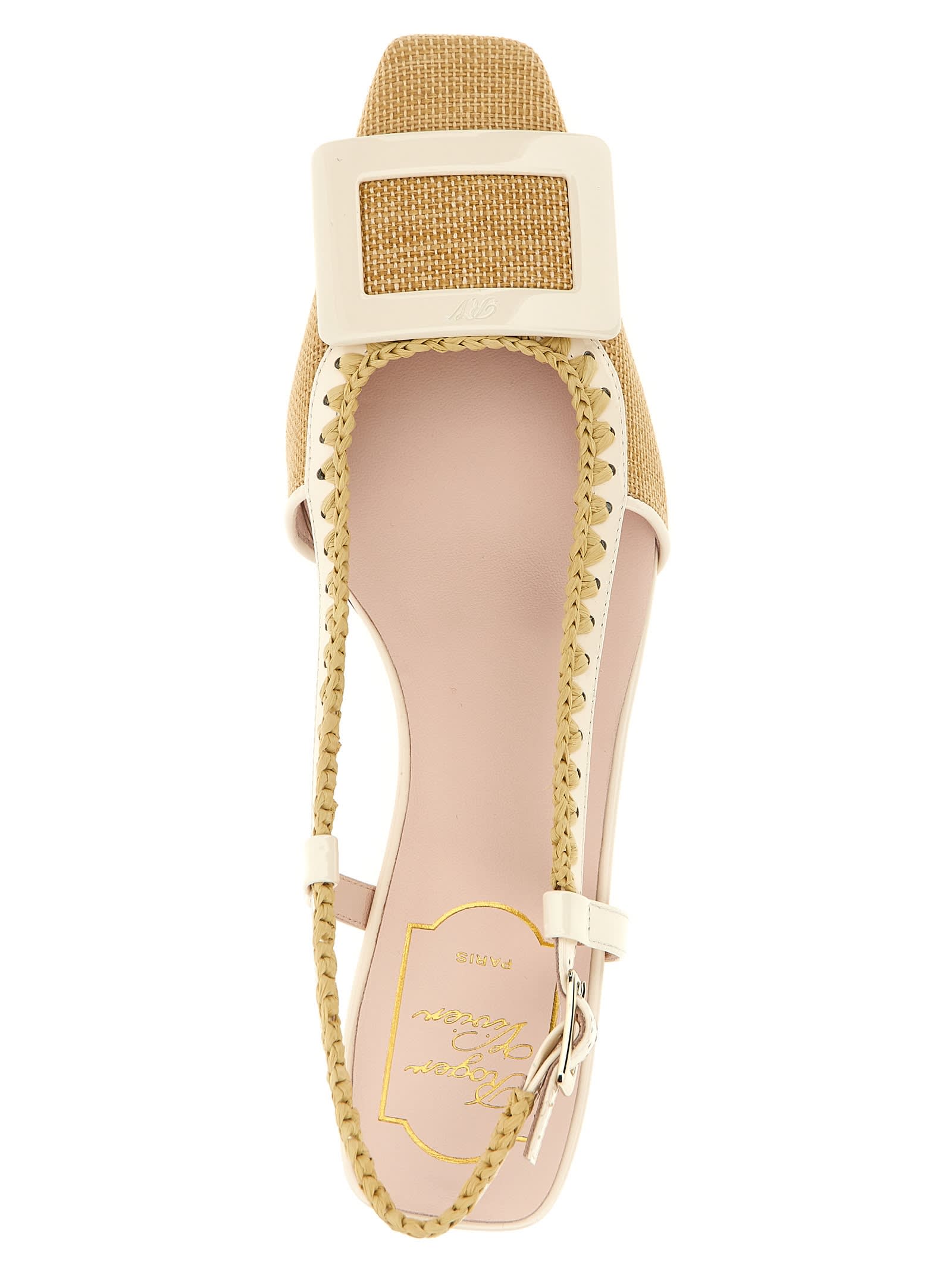 Roger Vivier Belle Vivier Braided Slingbacks In Beige