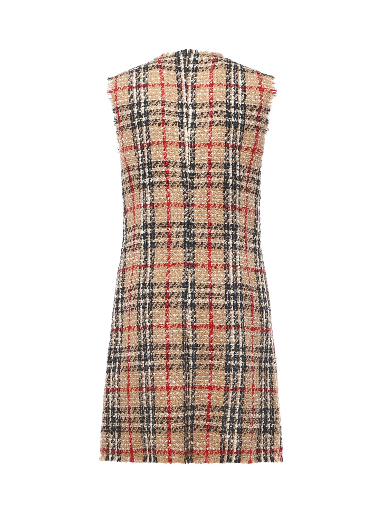 Burberry Checked-pattern Frayed Midi Dress In Multi