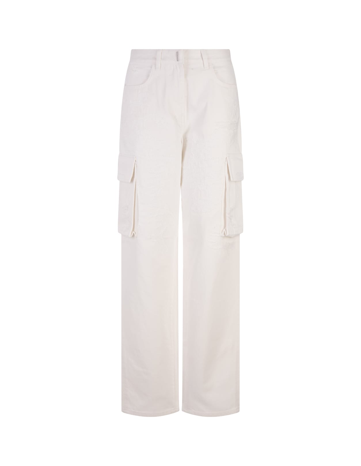 GIVENCHY WHITE DENIM CARGO TROUSERS