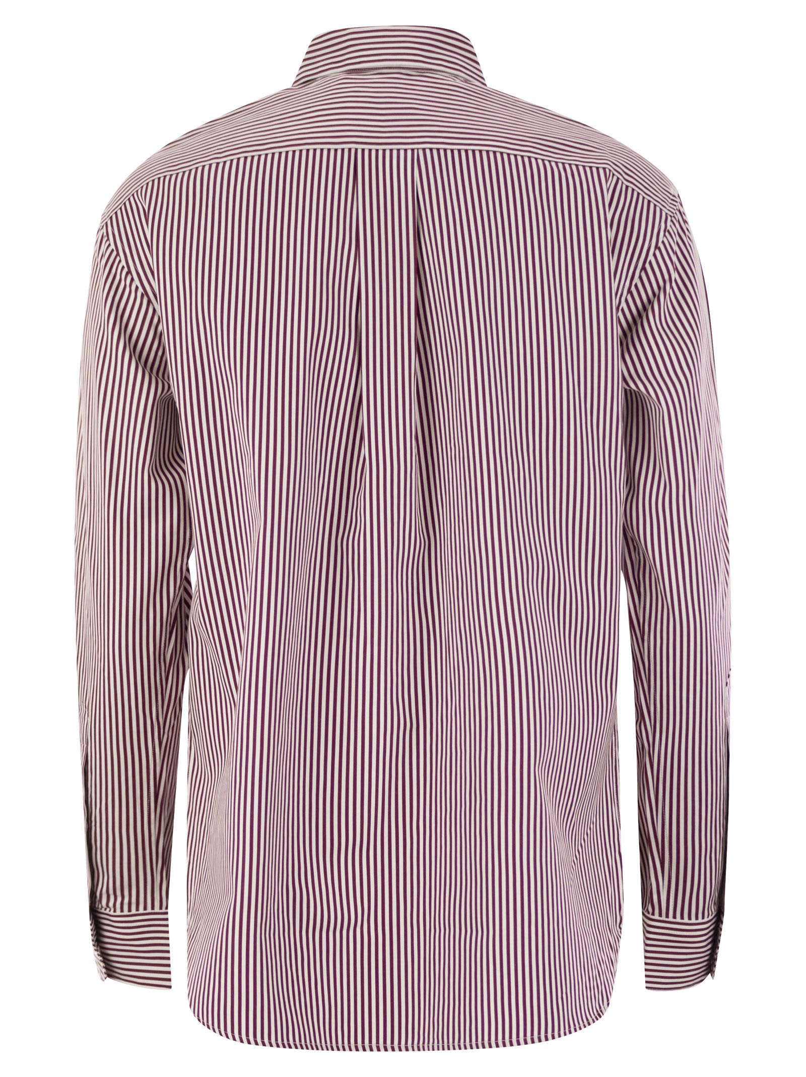 Shop Polo Ralph Lauren Relaxed-fit Striped Cotton Shirt In Bordeaux/white