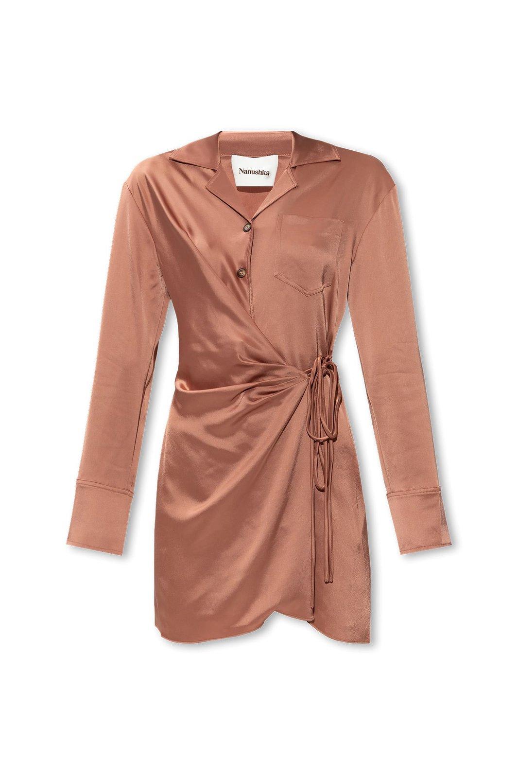 Shop Nanushka Xaviera Long-sleeved Dress In Brown Terra