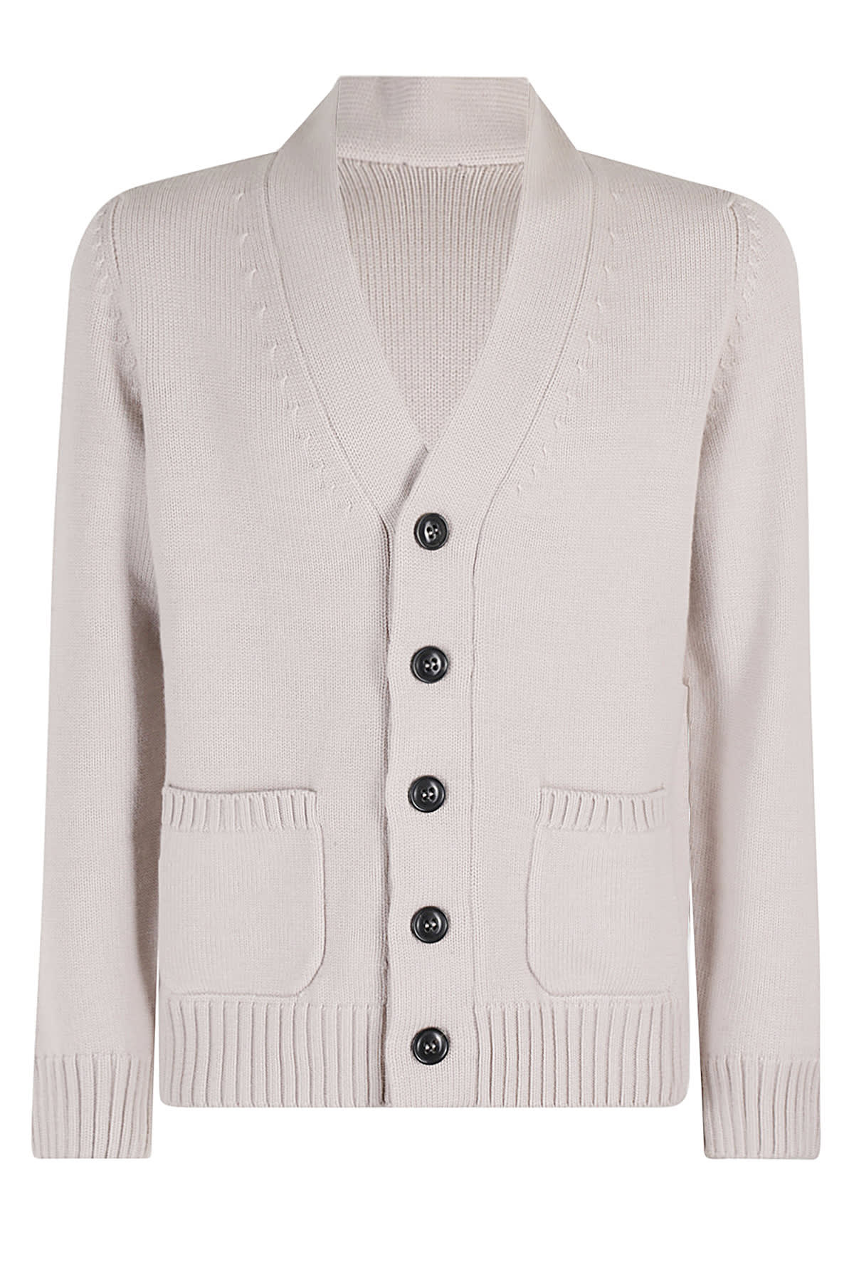 Shop Drumohr Cardigan Lana Merinos Doppio Filo In Cenere