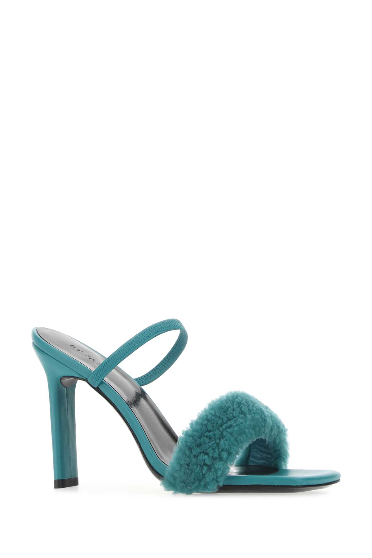 Shop By Far Turquoise Leather Ada Mules In Az