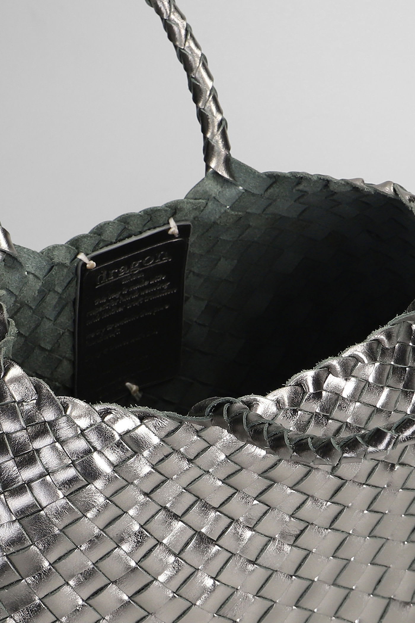 Dragon Diffusion Santa Croce Small Tote In Gunmetal Leather In Gray